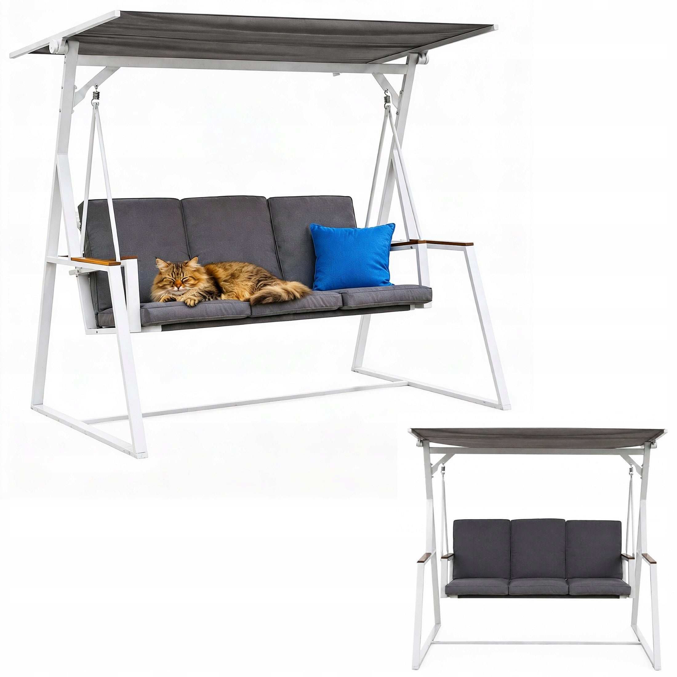 GARDEN Swing 3-Person Rocking with Canopy Large Metal Freestanding