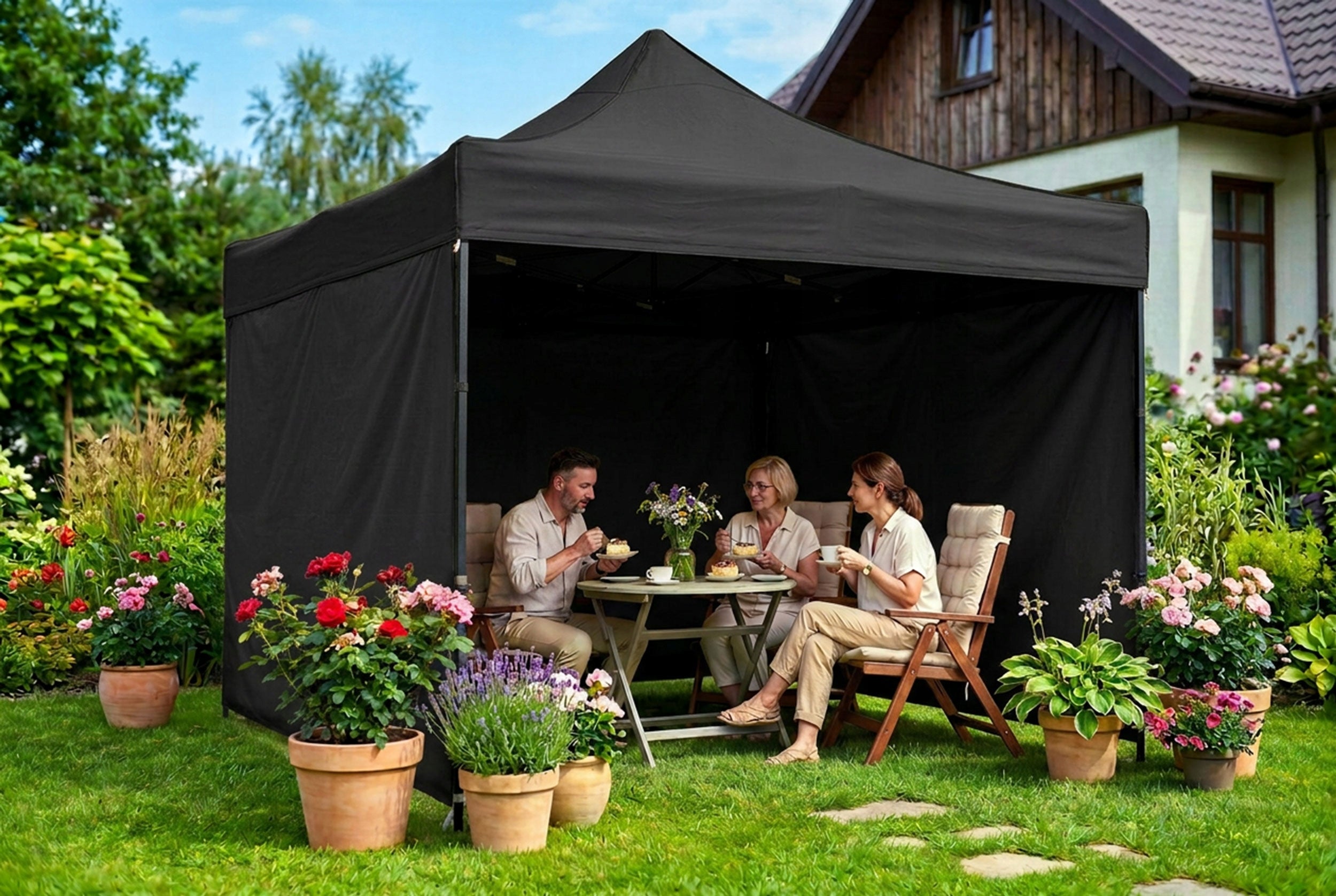 GARDEN TENT COMMERCIAL PAVILION EXPRESS 3x6x3m 3 WALLS Manufacturer Plonos