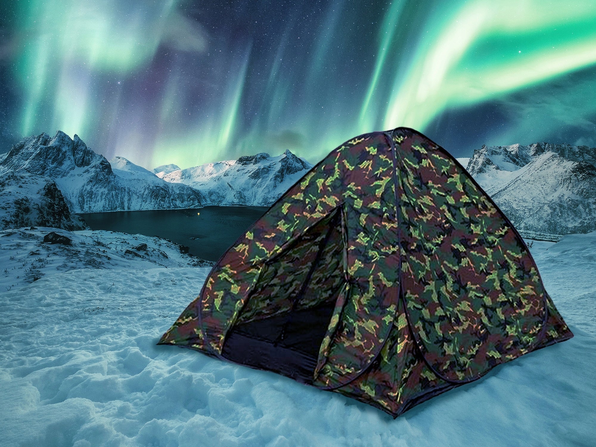 GARDEN TENT HIKING HUNTING FISHING MORO 190x130 SOLID POP UP Packaging status original
