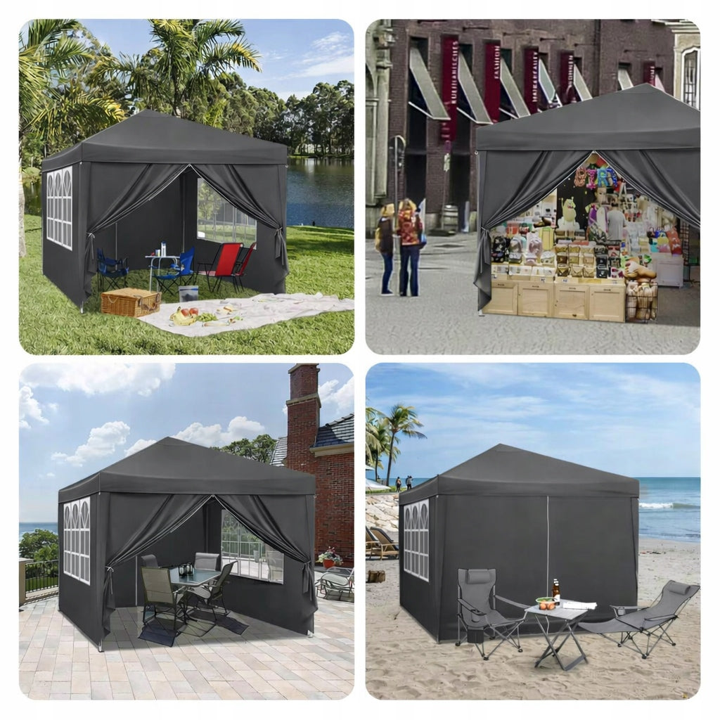GARDEN TENT STRONG PAVILION GAZEBO 300 x 300 x 250 cm + 4 WINDOW WALLS Type pavilion