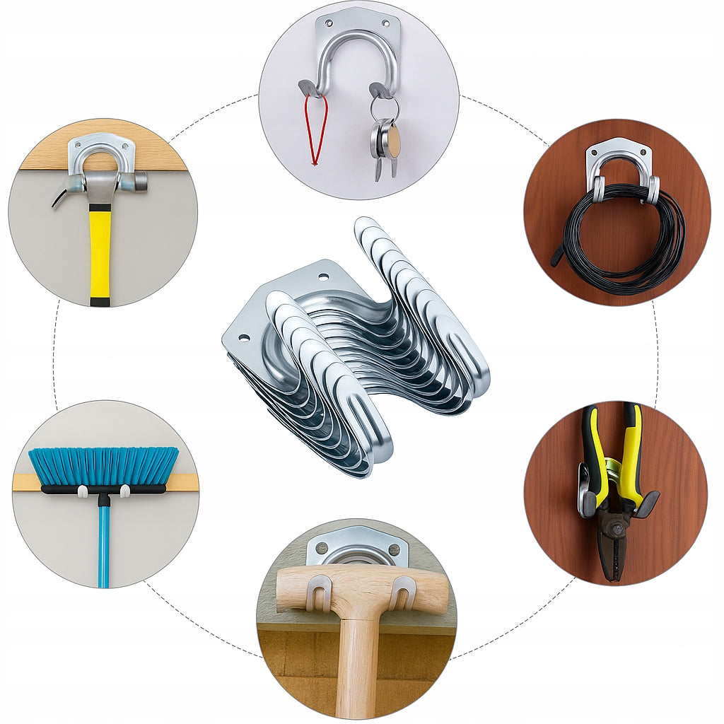GARDEN TOOL HANGER WALL MOUNT BROOM RAKE ORGANIZER 20 PCS Dominant material metal