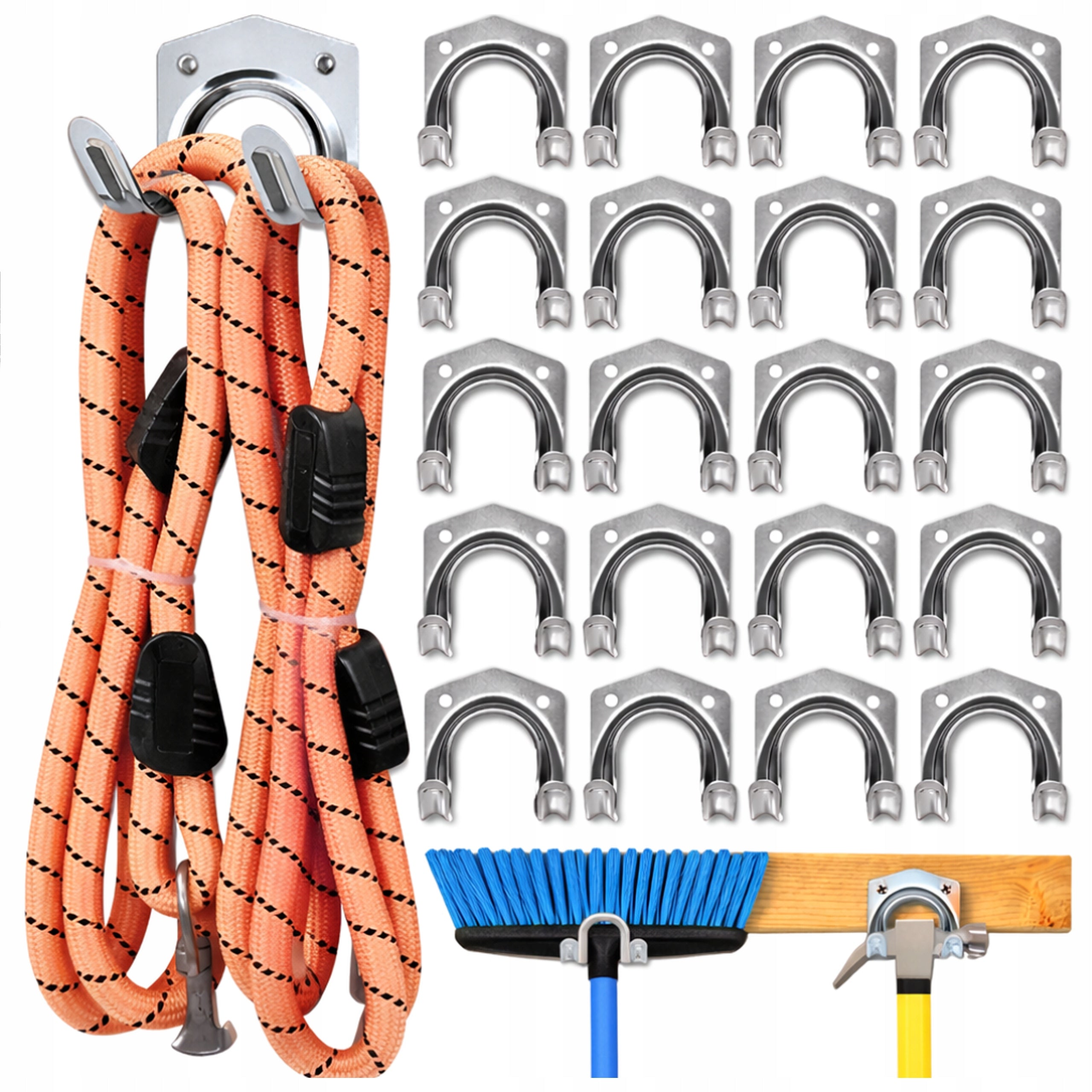 GARDEN TOOL HANGER WALL MOUNT BROOM RAKE ORGANIZER 20 PCS