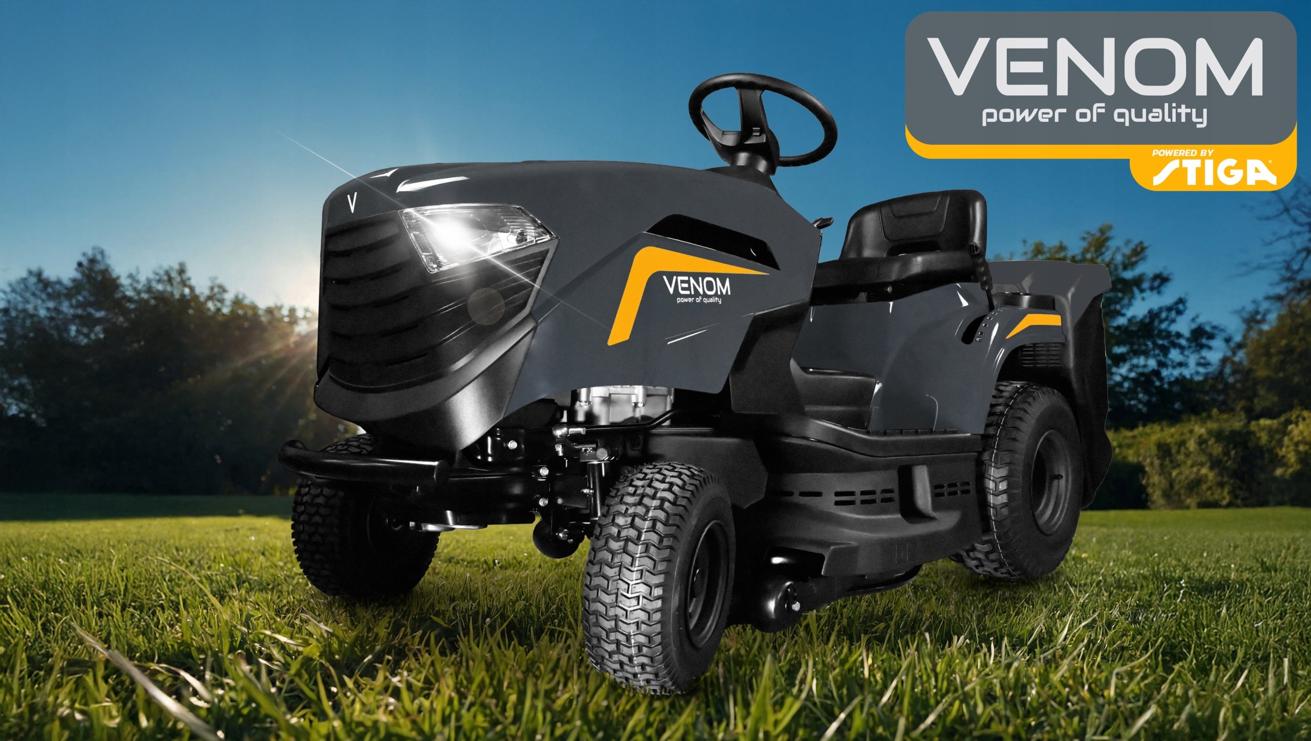 GARDEN TRACTOR VENOM BY STIGA MOWER 450 HYDRO 12IN1 MULCHING SUPER Manufacturer code 2T2115486/VEM Powered by STIGA + PRZYCZEPKA