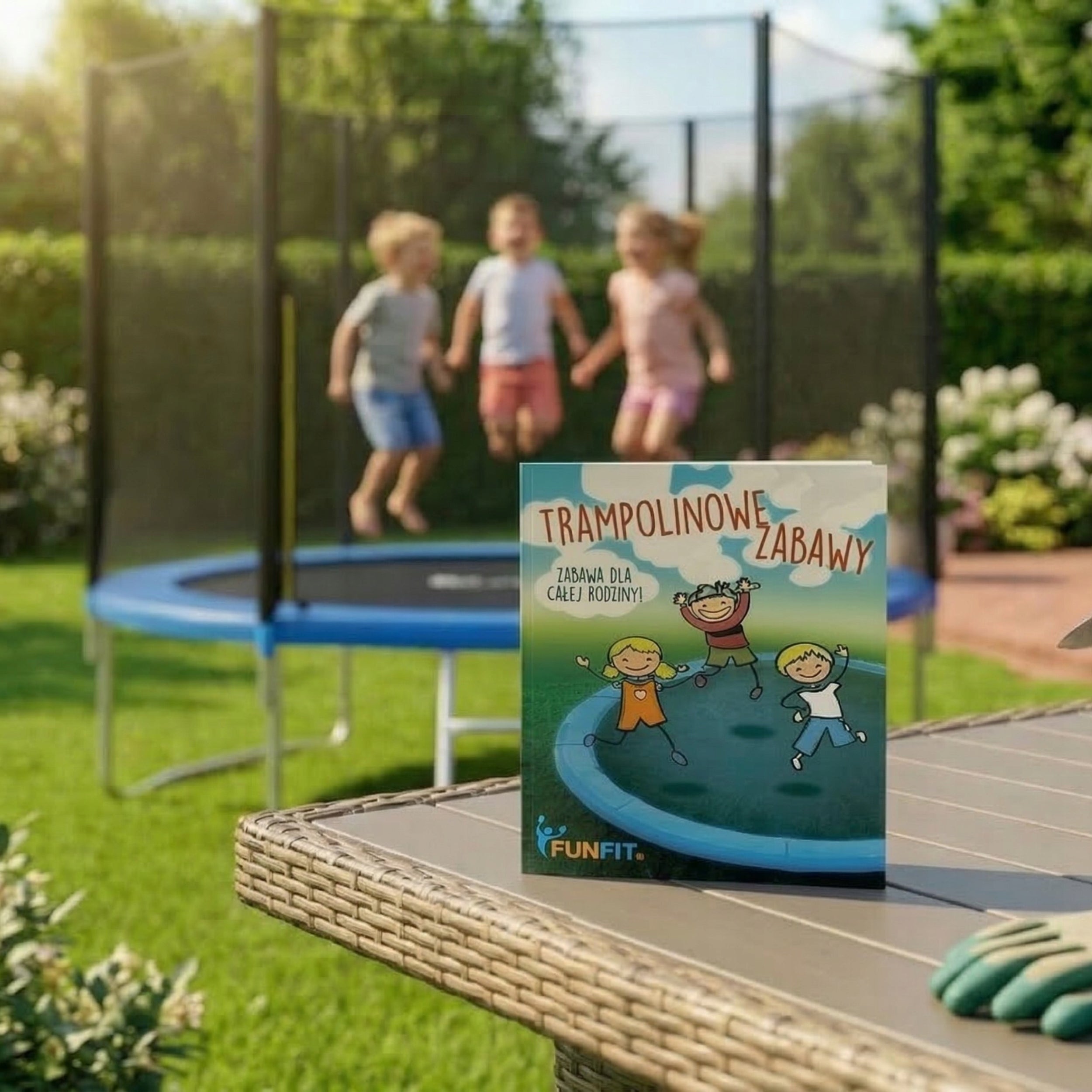 GARDEN TRAMPOLINE 312CM 10FT OUTDOOR NET + LADDER FUNFIT Total height 252 cm