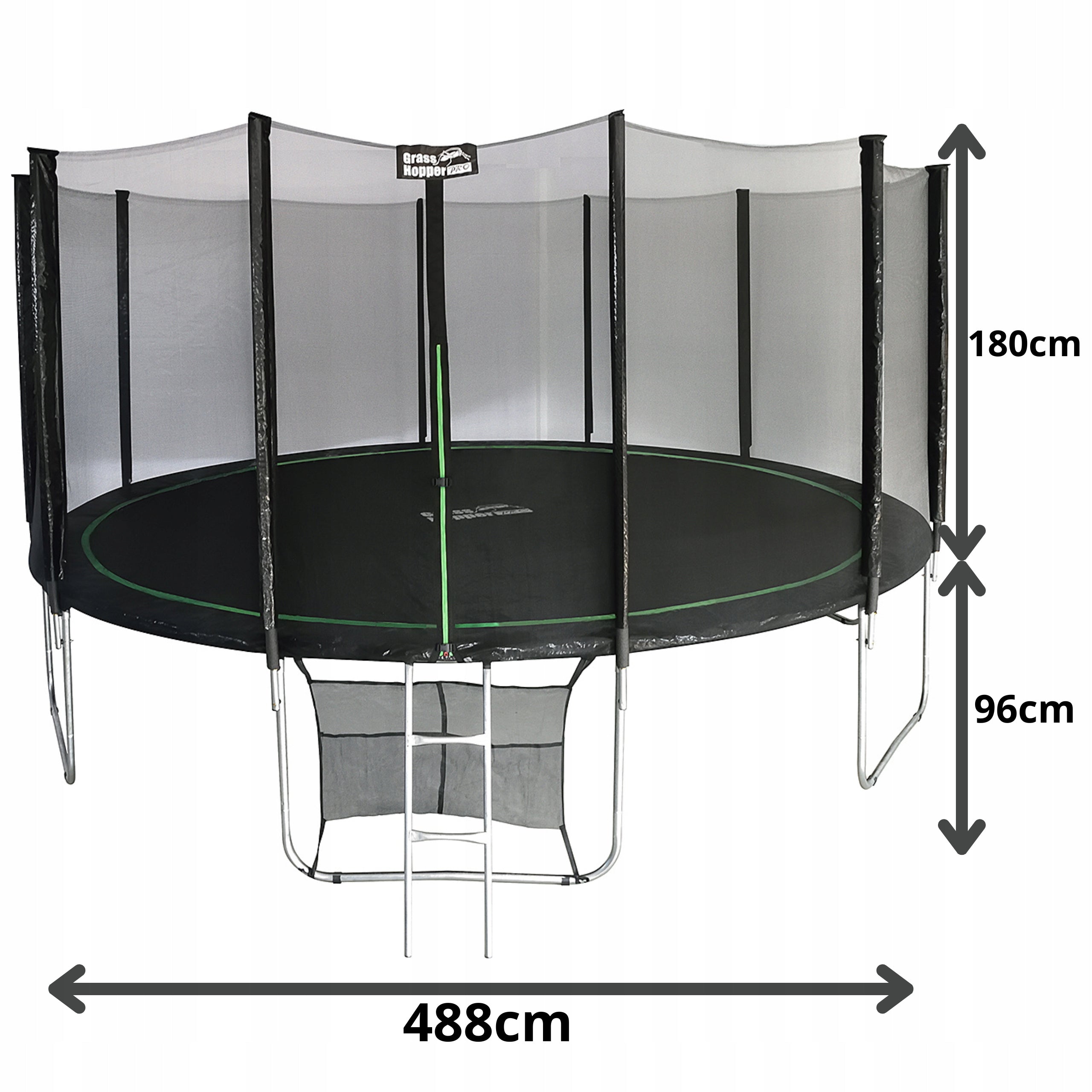 GARDEN TRAMPOLINE 488cm 16ft LADDER MESH Brand Grass-Hopper