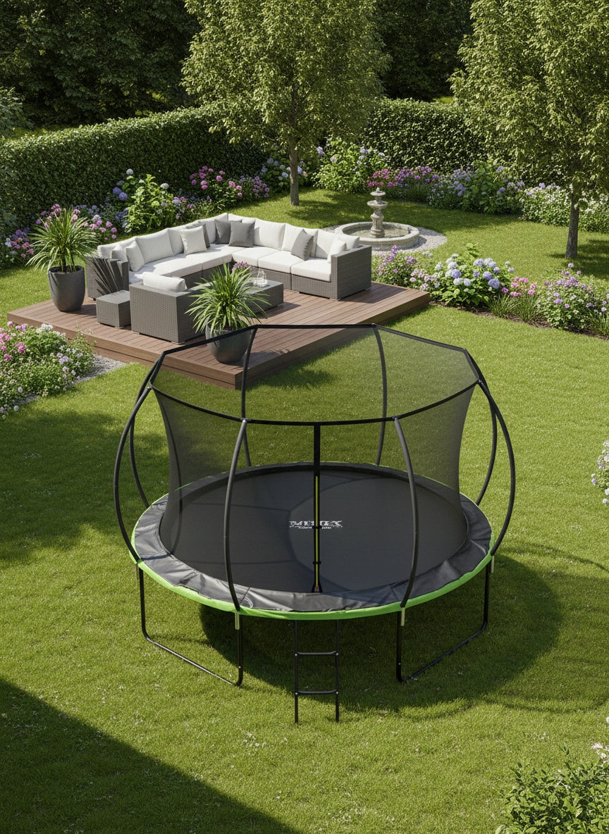 GARDEN TRAMPOLINE FOR CHILDREN 366 cm LADDER SAFETY NET 12FT Packaging status original