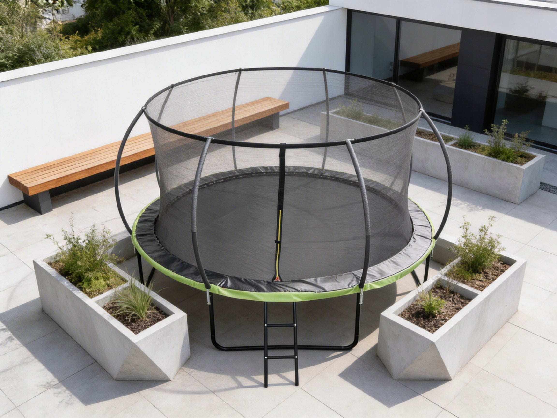 GARDEN TRAMPOLINE FOR CHILDREN 427 cm LADDER SAFETY NET 14FT Manufacturer code IdealGarden