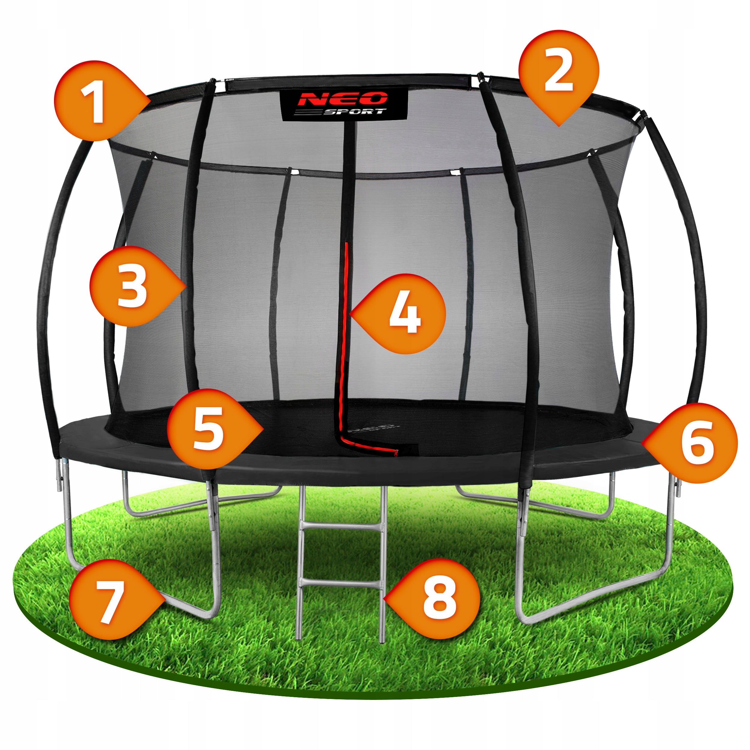GARDEN TRAMPOLINE FOR CHILDREN WITH INNER MESH 435cm 14ft NEOSPORT Manufacturer code NS-14C231