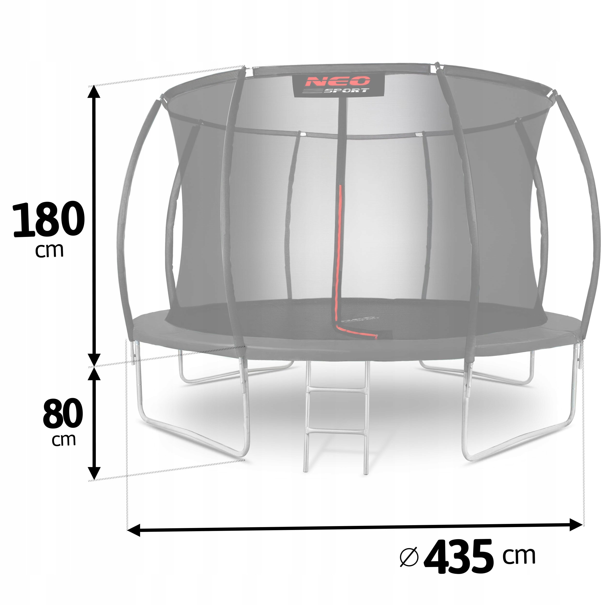 GARDEN TRAMPOLINE FOR CHILDREN WITH INNER MESH 435cm 14ft NEOSPORT Number of springs/ropes 80