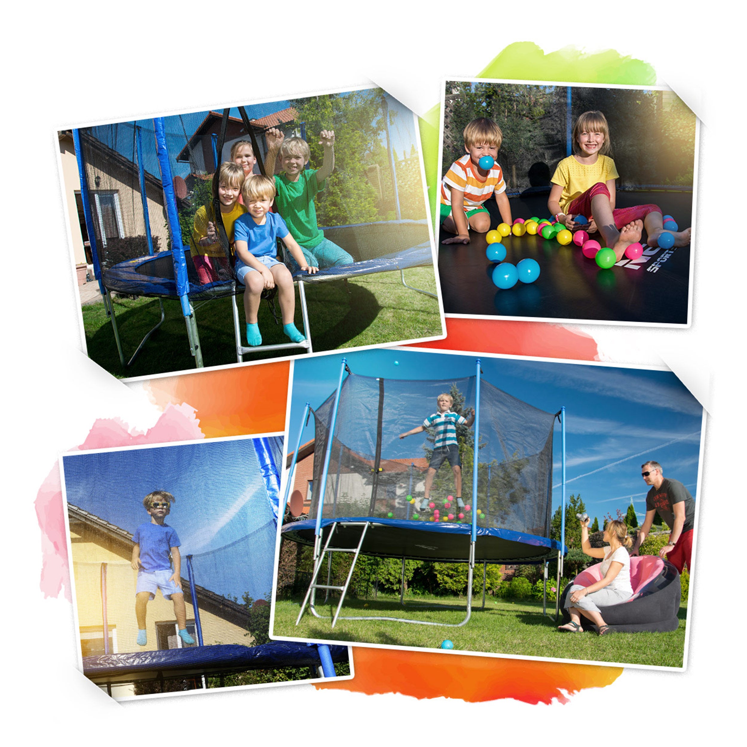 GARDEN TRAMPOLINE FOR CHILDREN WITH OUTDOOR MESH LADDER 183cm 6ft Kid's age 3＋ years
