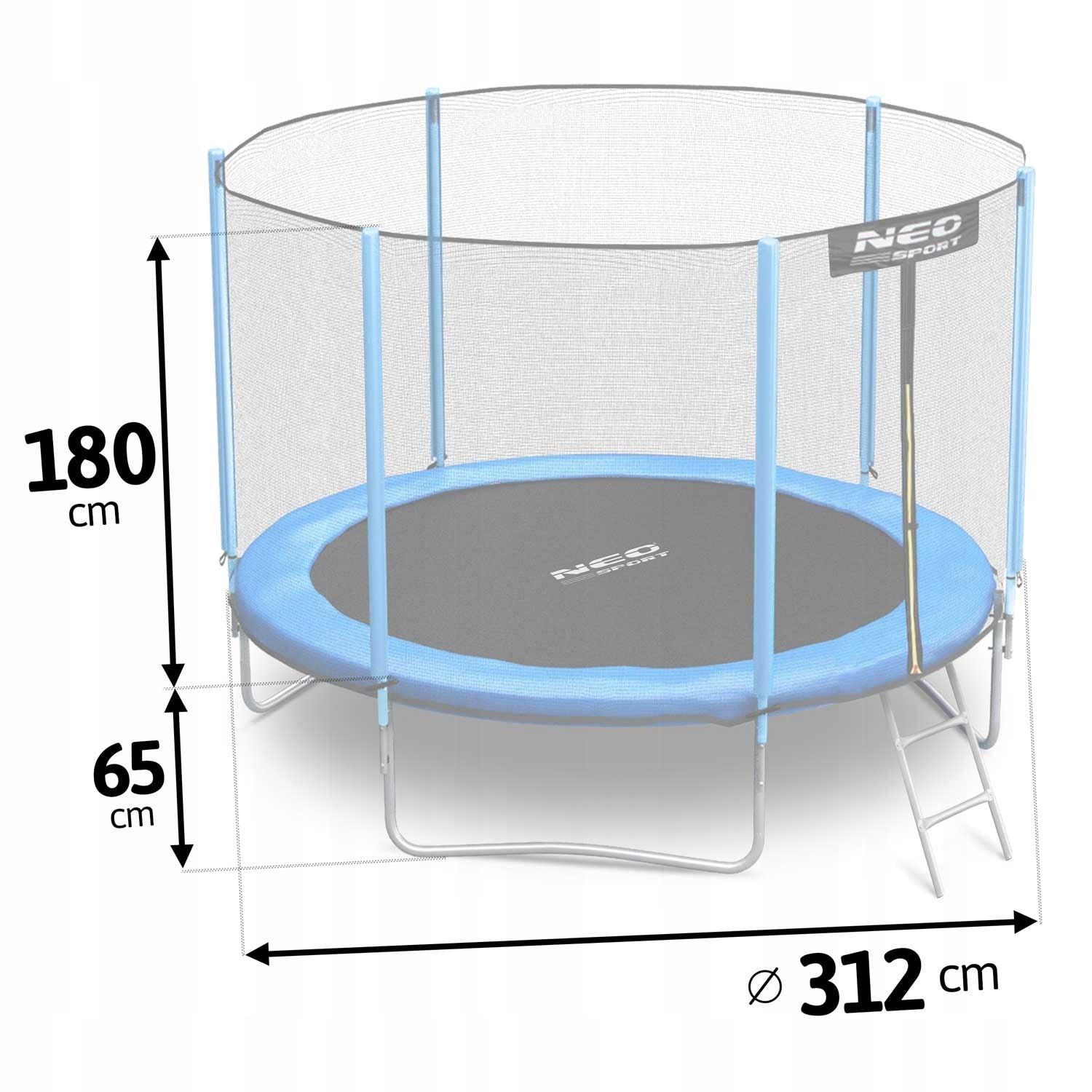 GARDEN TRAMPOLINE LARGE 10FT 312CM NEO-SPORT WITH INNER NET Total height 245 cm