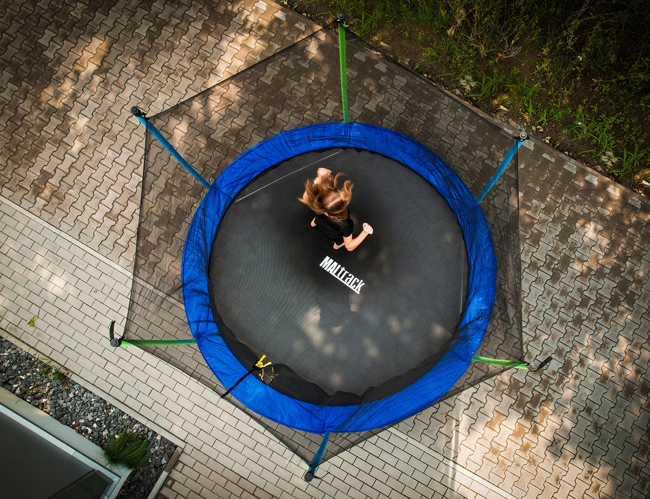 GARDEN TRAMPOLINE LARGE 315 CM 10 ft MESH LADDER SOLID SAFE Net height 180 cm