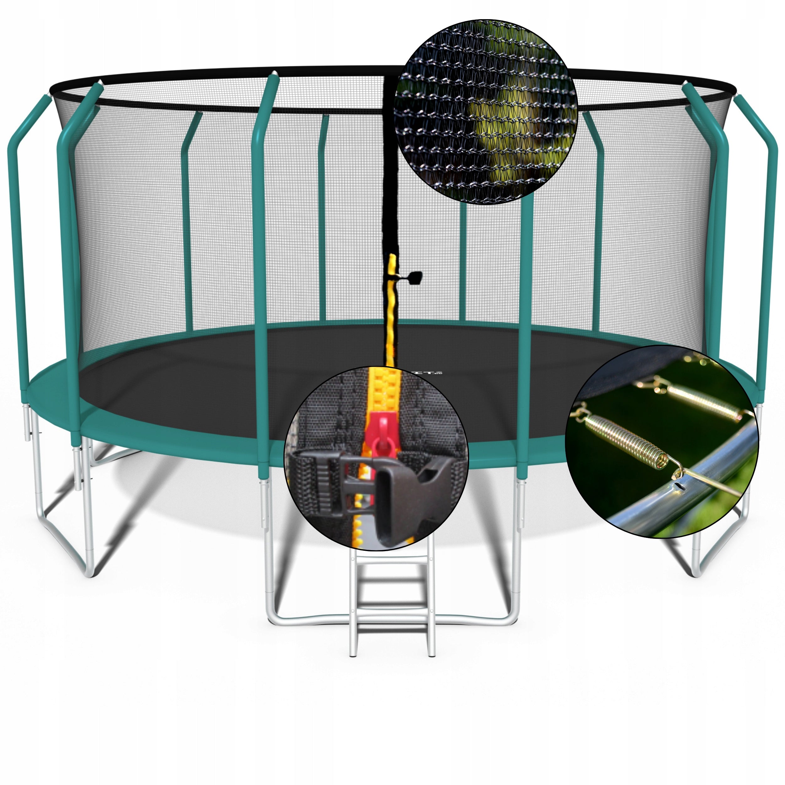 GARDEN TRAMPOLINE PREMIUM MESH INNER LADDER 465CM 15FT FUNFIT Net height 180 cm