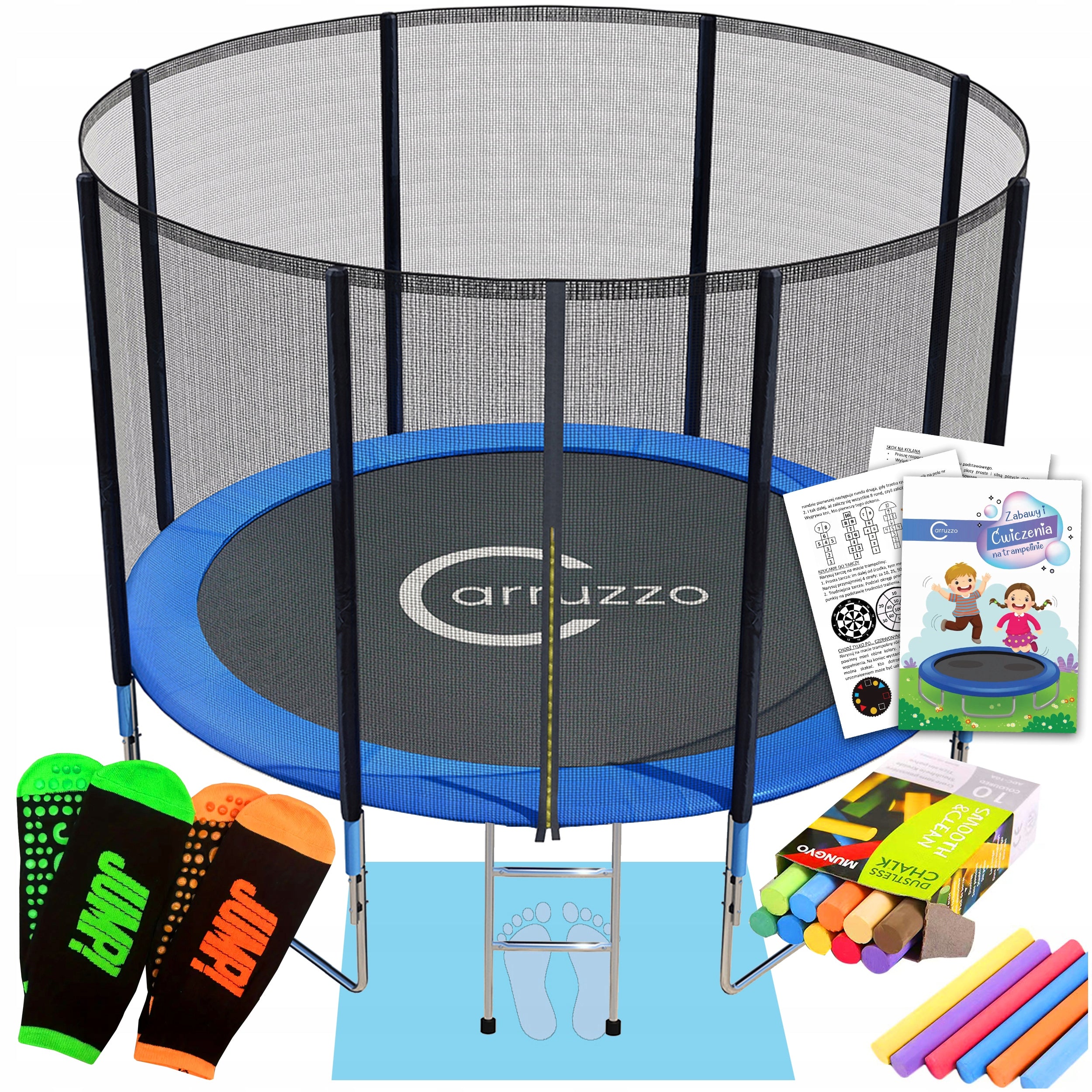 GARDEN TRAMPOLINE ROUND STABLE FOR CHILDREN 360 cm + MESH + LADDER