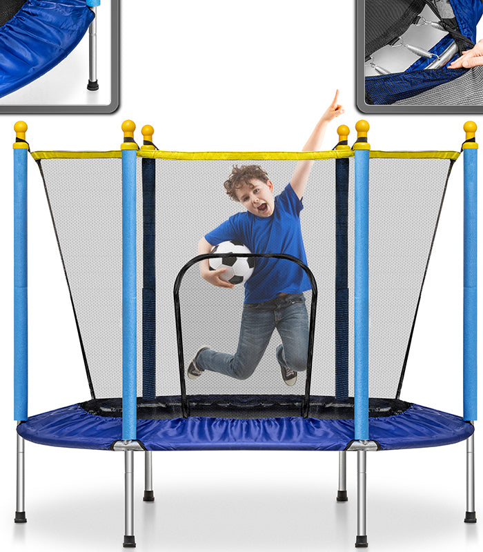 GARDEN TRAMPOLINE STABLE FOR CHILDREN HOME WITH MESH 140 x 122 CM