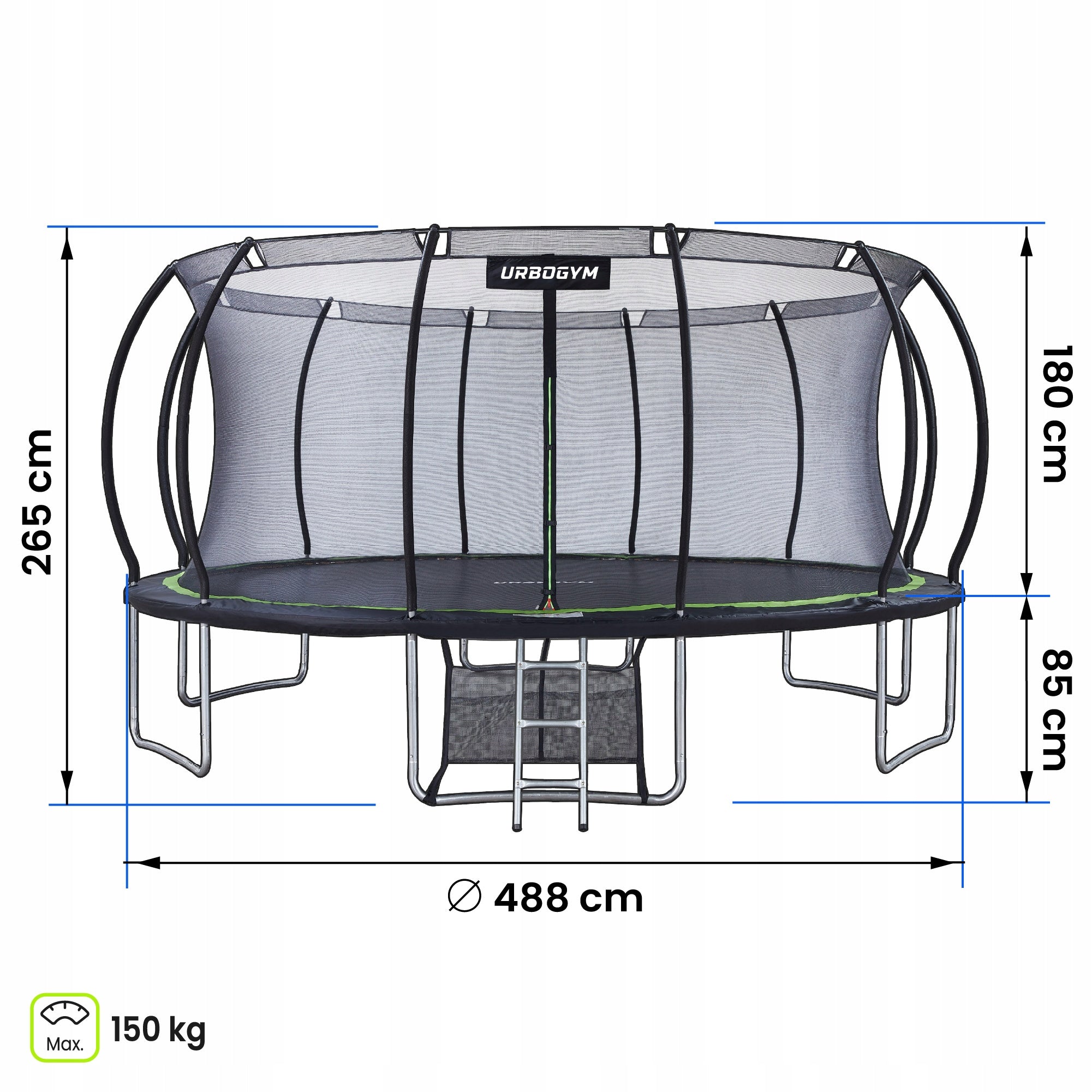 GARDEN TRAMPOLINE WITH INDOOR MESH FOR CHILDREN'S GARDEN 16 FT 488CM Packaging status original