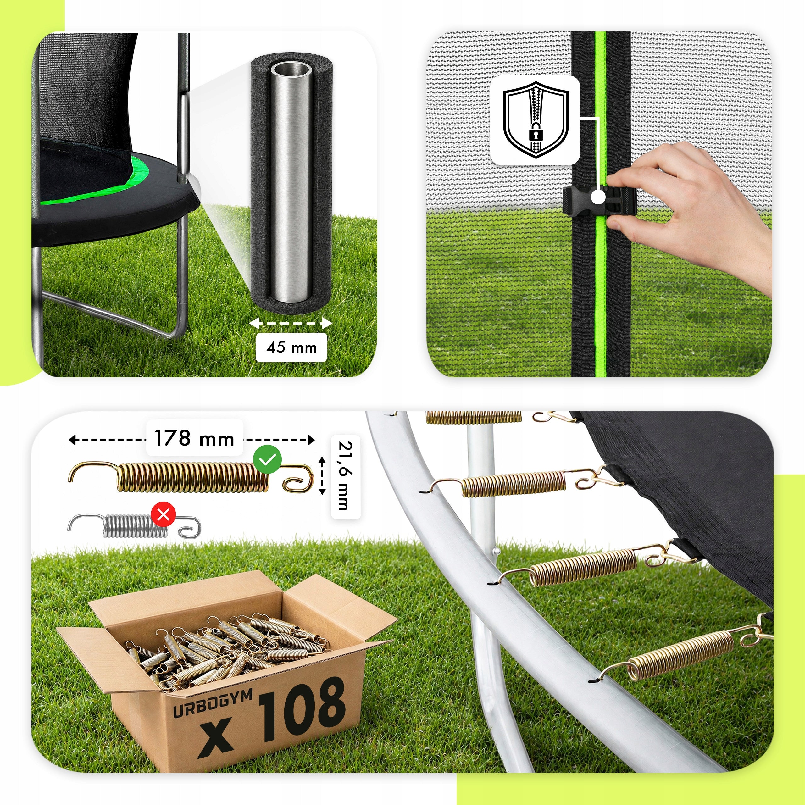 GARDEN TRAMPOLINE WITH INDOOR MESH FOR KIDS GARDEN 16 FT 488CM Height from ground level 85 cm