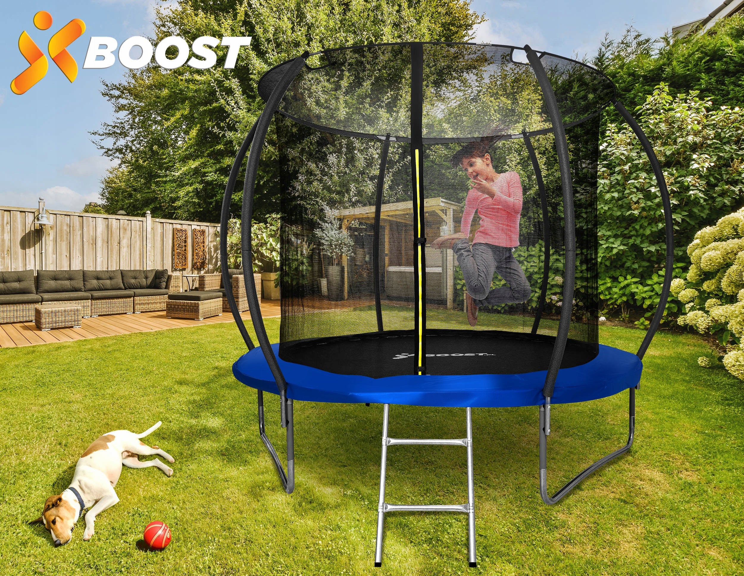 GARDEN TRAMPOLINE WITH LADDER WITH INNER MESH 305 CM 10 FT FOR KIDS Brand no brand