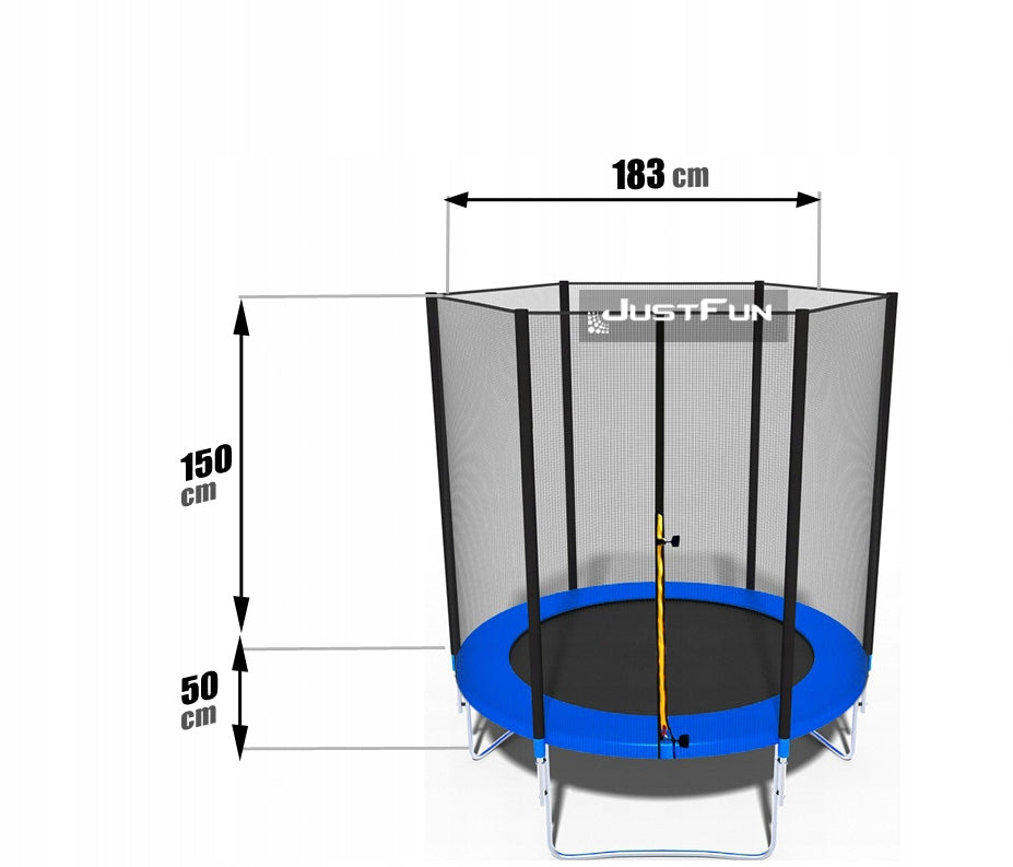GARDEN TRAMPOLINE WITH NET FOR CHILDREN JUST FUN 6FT-183CM BLUE Brand JUST FUN