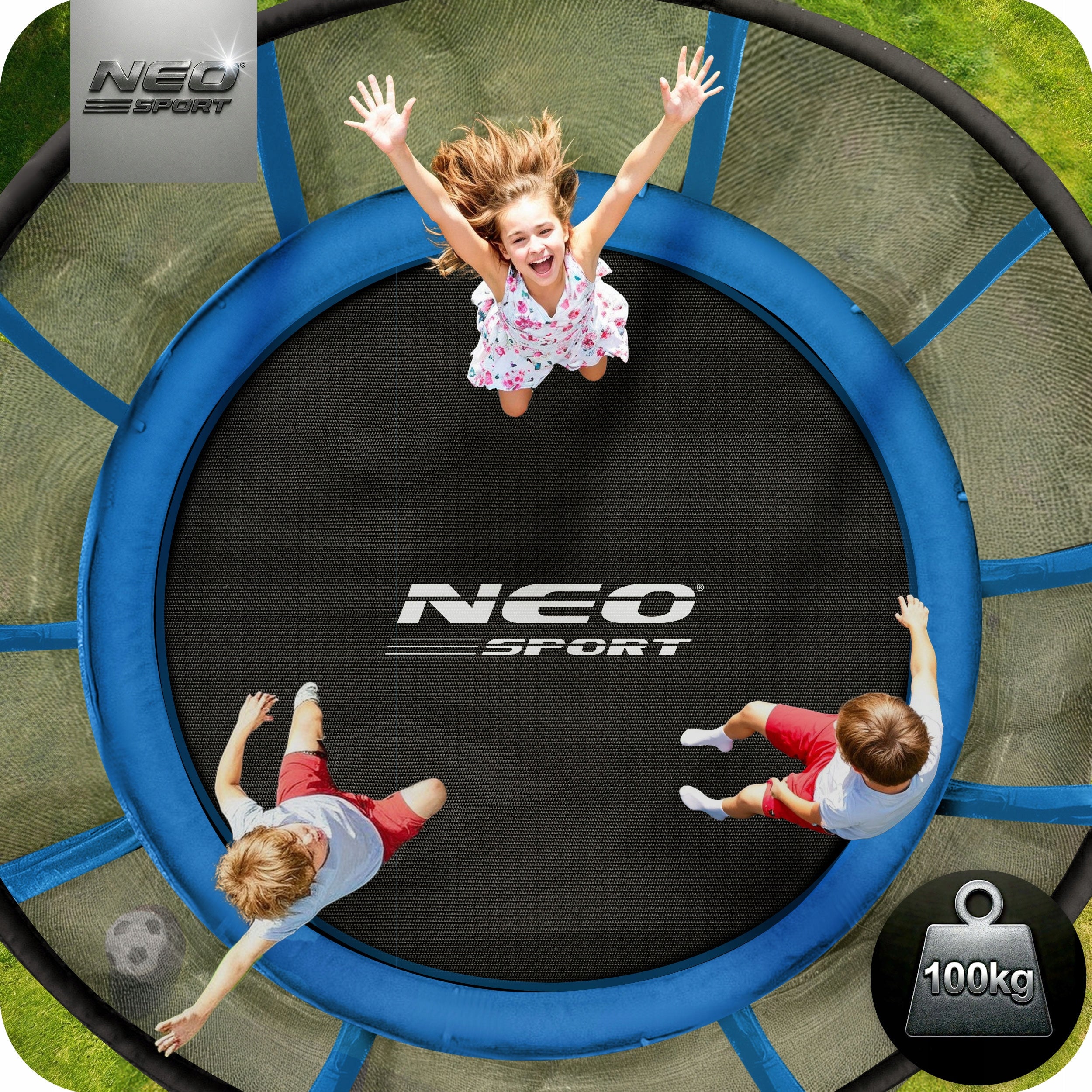 GARDEN TRAMPOLINE WITH OUTDOOR MESH FOR CHILDREN 252cm 8ft Neo-Sport Number of springs/ropes 42