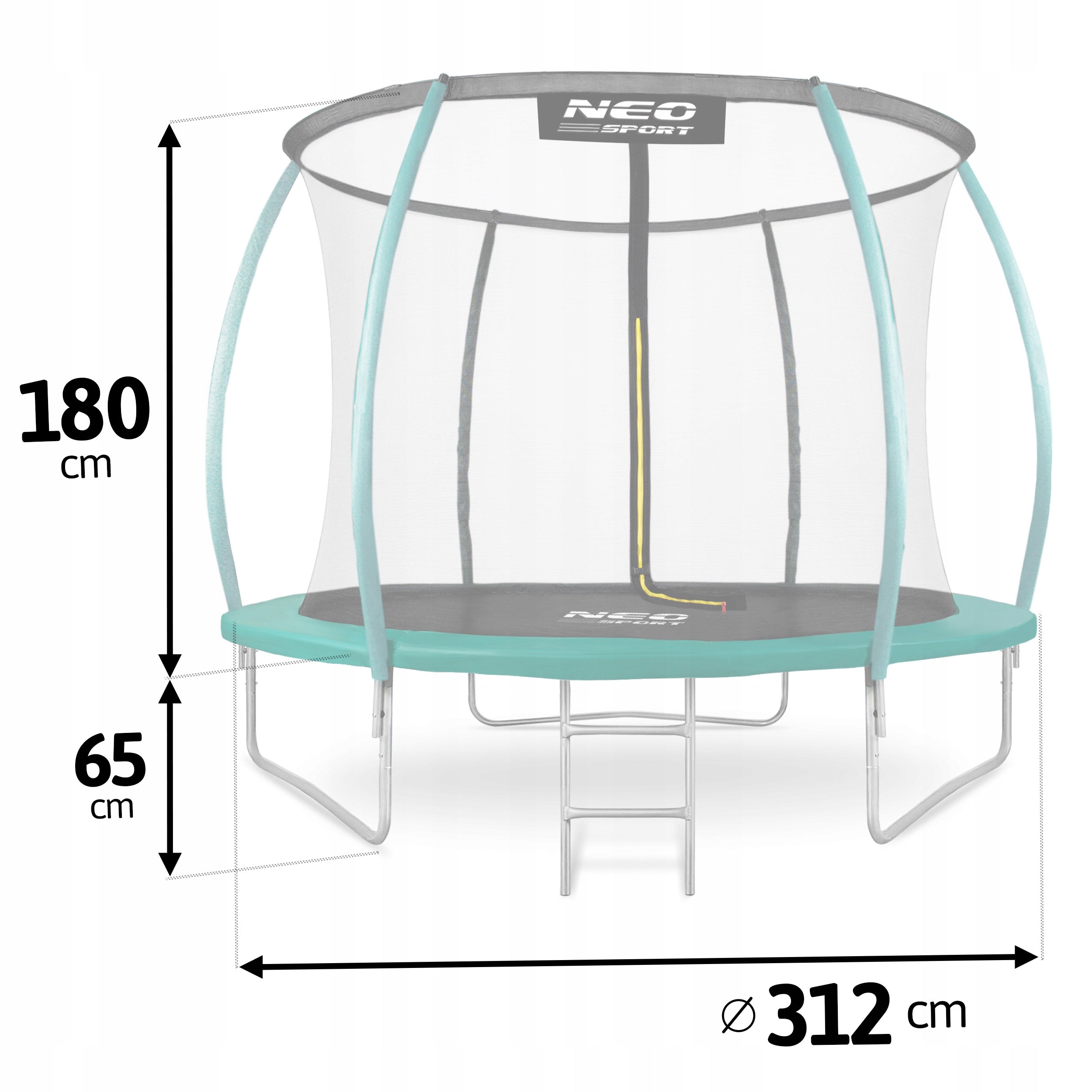 GARDEN TRAMPOLINE for children with inner net 312cm 10ft NEOSPORT Net height 180 cm