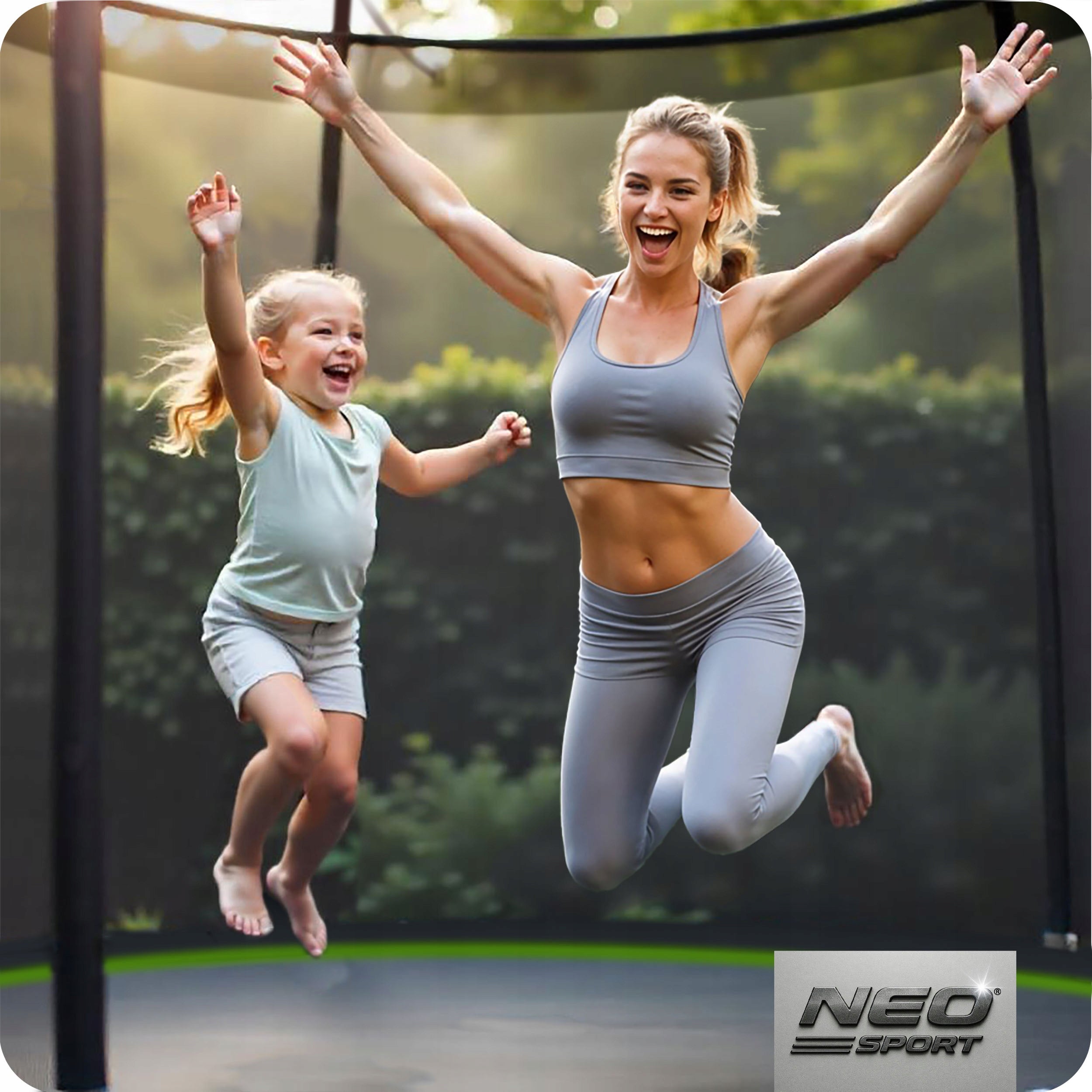 GARDEN TRAMPOLINE for children with outdoor net 374cm 12ft NEOSPORT Height from ground level 80 cm