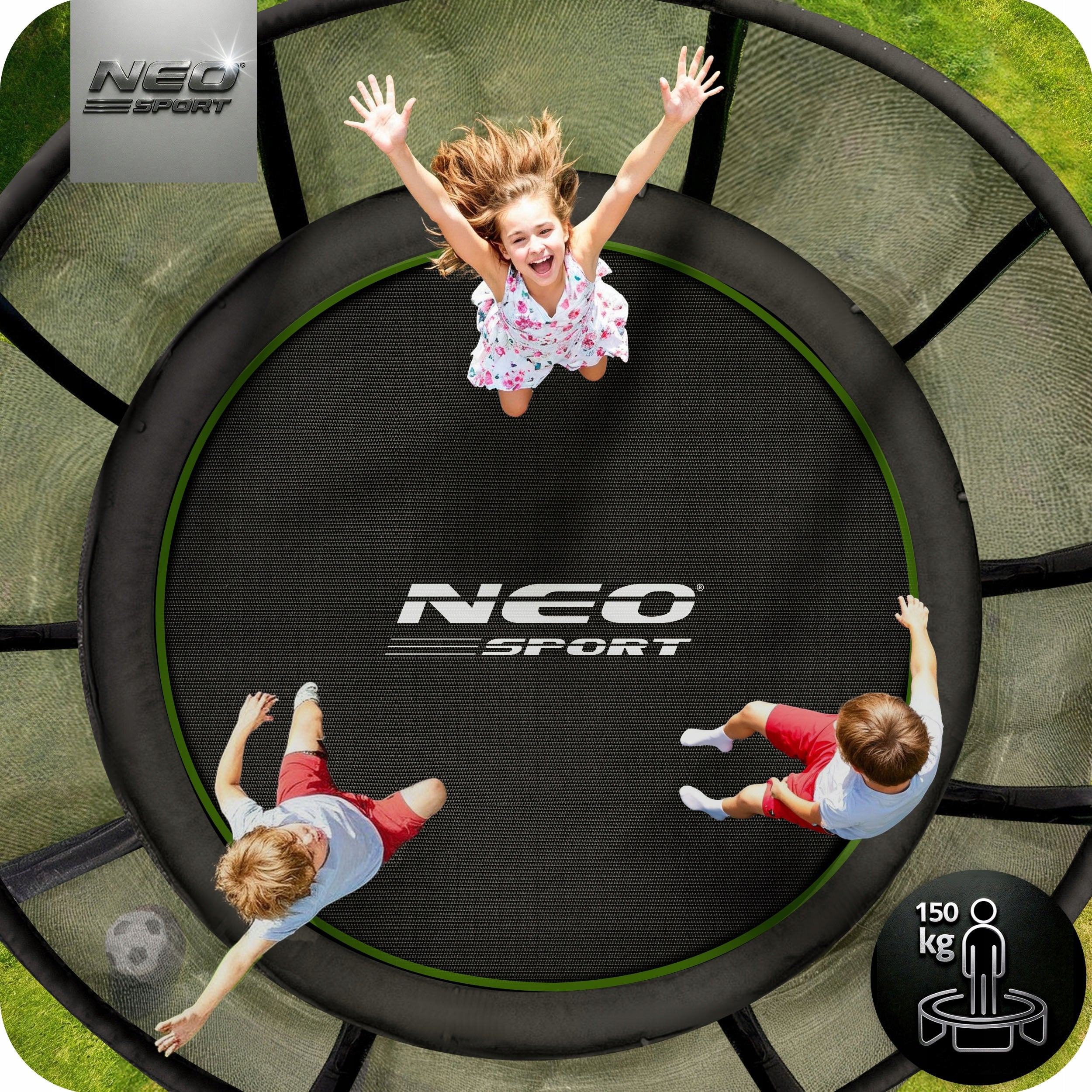 GARDEN TRAMPOLINE for children with outdoor net 374cm 12ft NEOSPORT Number of springs/ropes 64