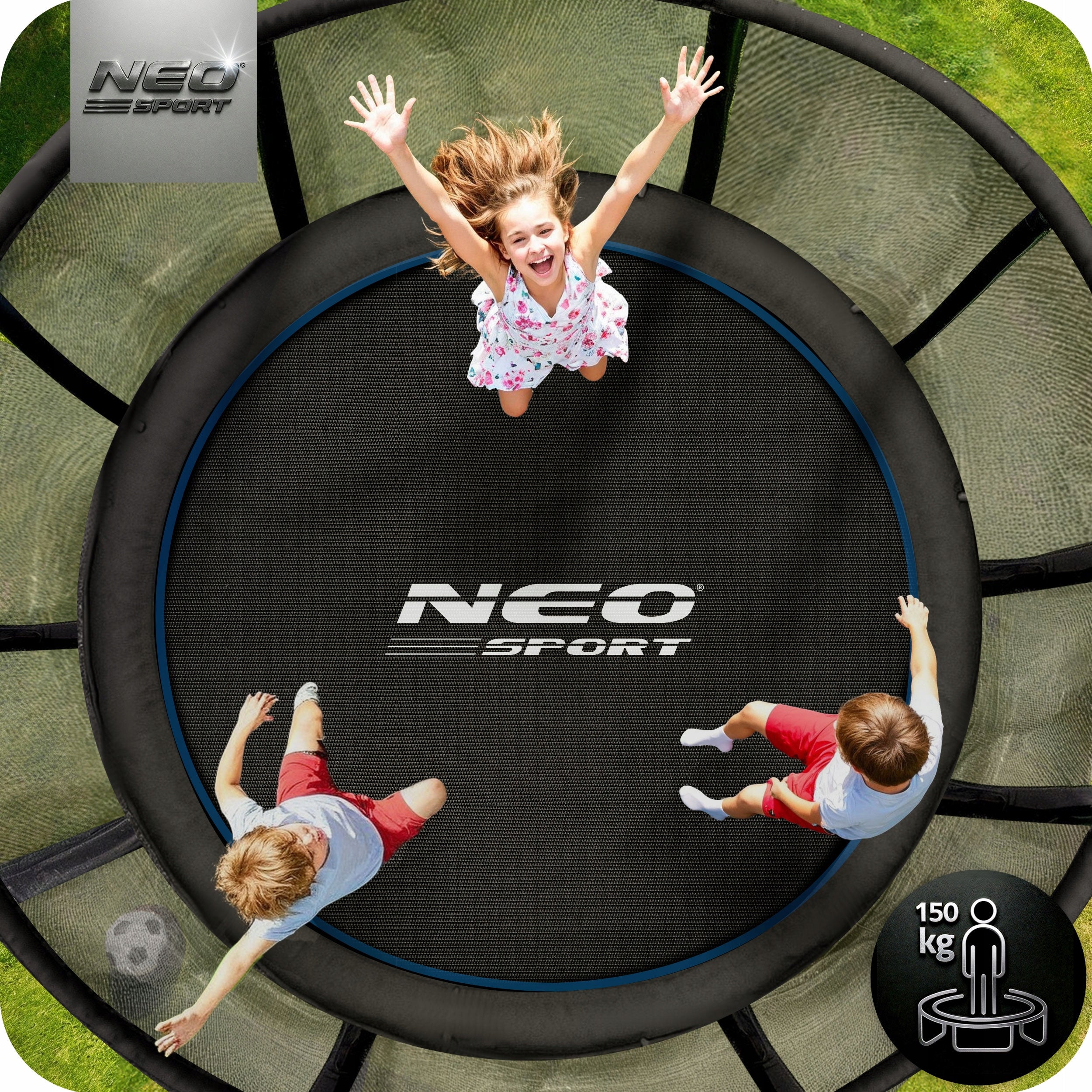 GARDEN TRAMPOLINE for children with outdoor netting 312cm 10ft NEOSPORT Net height 180 cm