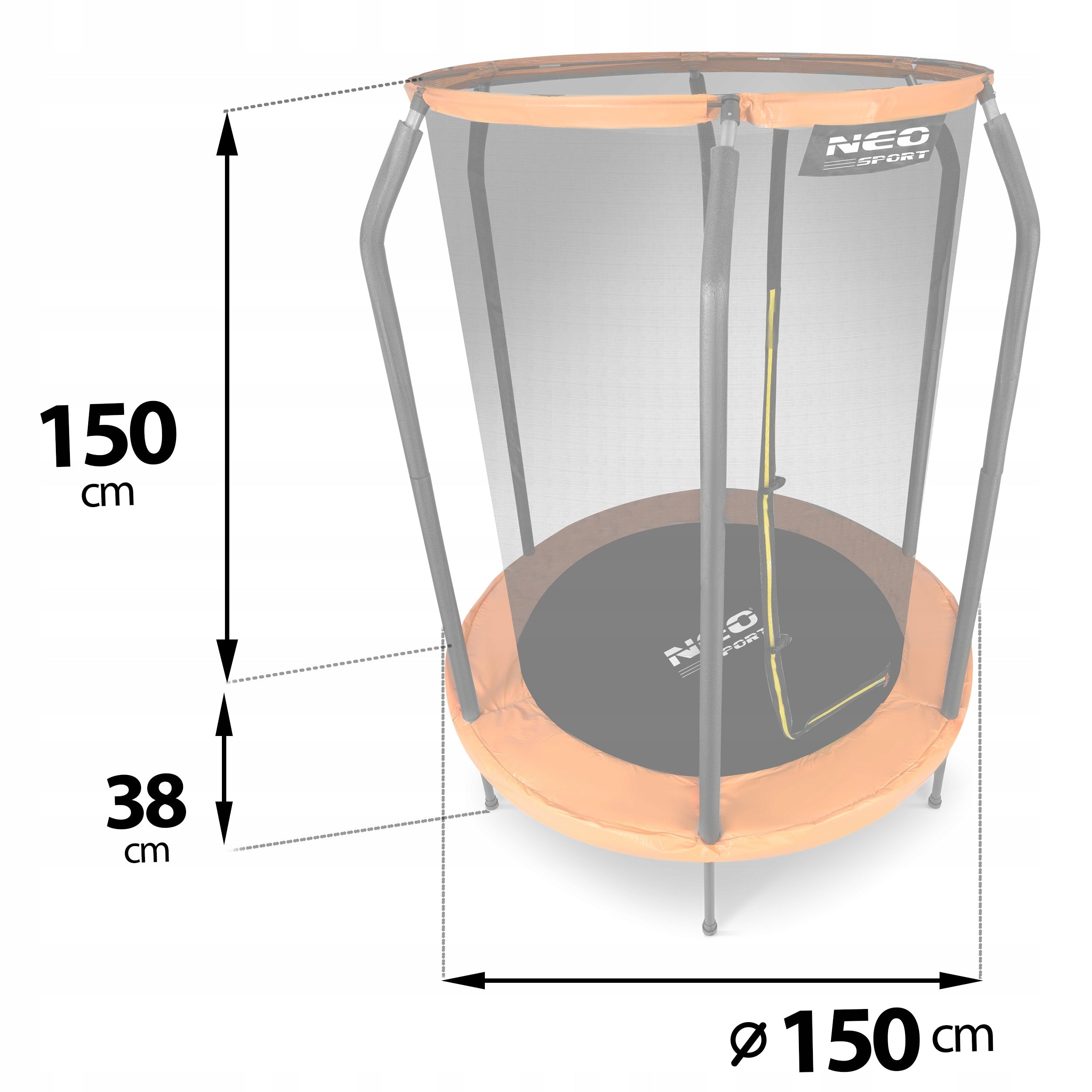GARDEN TRAMPOLINE with metal inner mesh for children's garden 150cm Packaging status original