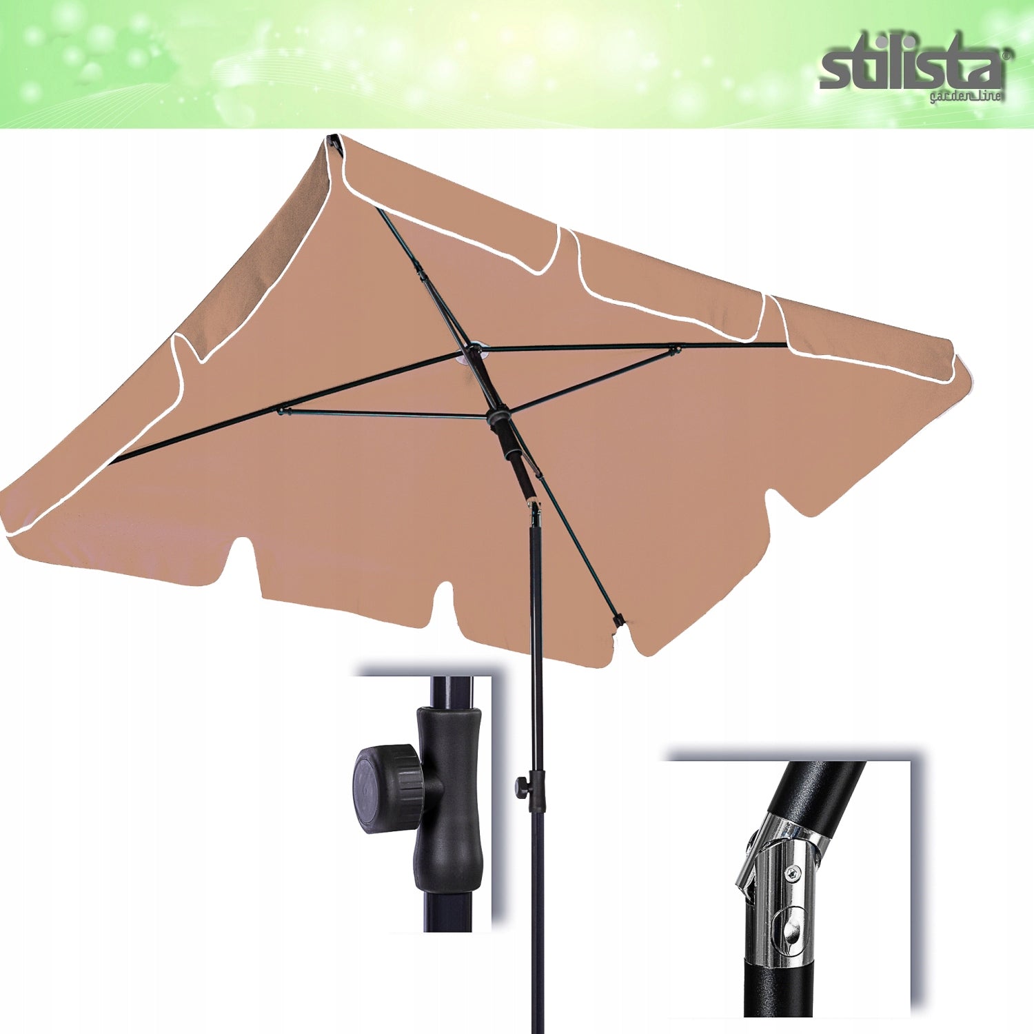 GARDEN UMBRELLA 200x125 RECTANGULAR BALCONY TERRACE Manufacturer Stilista