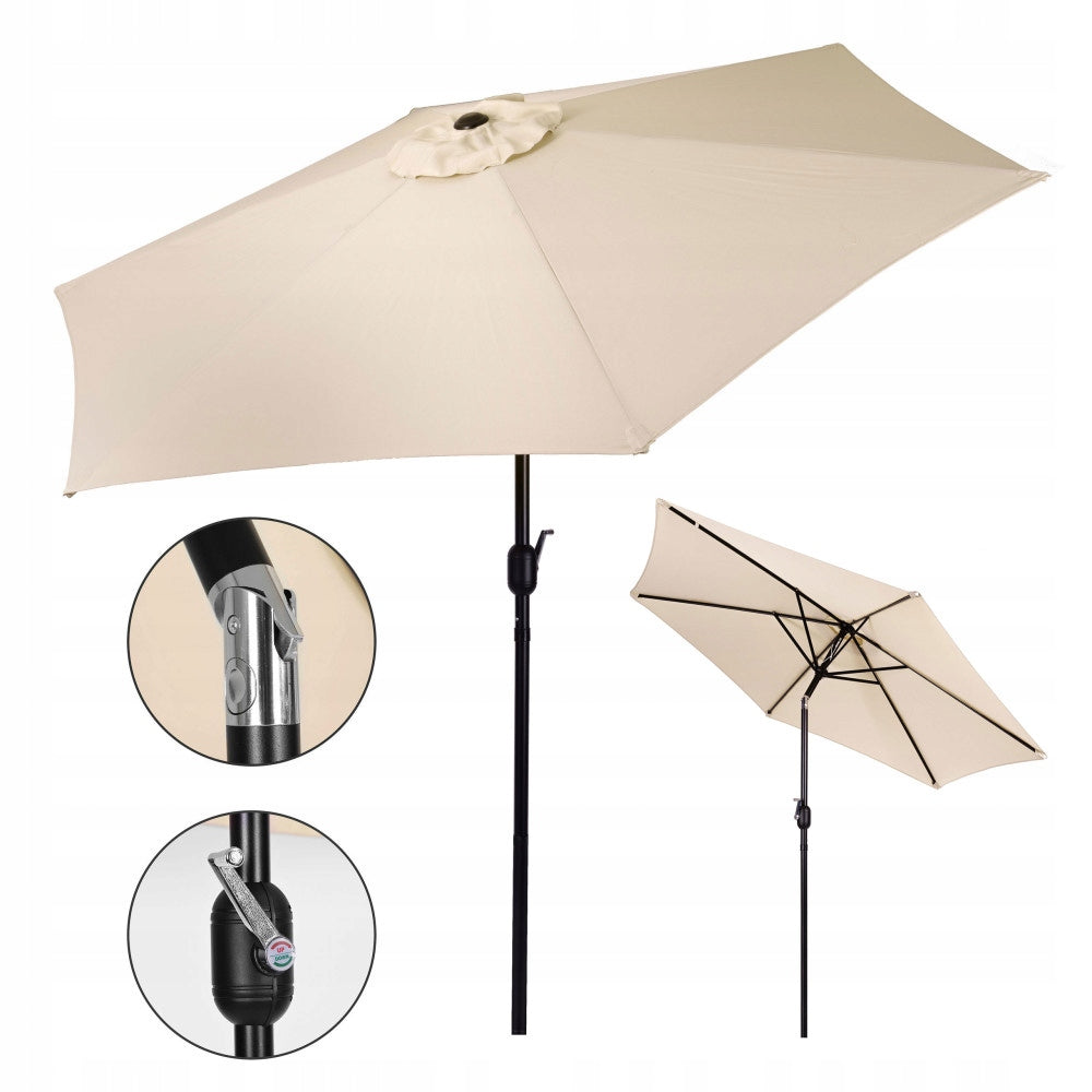 GARDEN UMBRELLA 270 CM BEIGE WITH CRANK POLYESTER Color beige