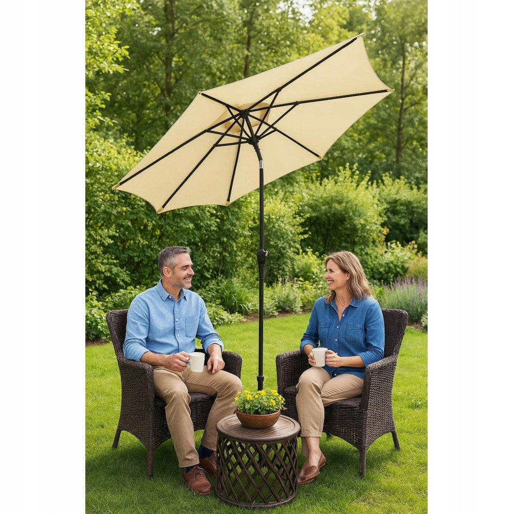 GARDEN UMBRELLA 270 CM BEIGE WITH CRANK POLYESTER Kind classic
