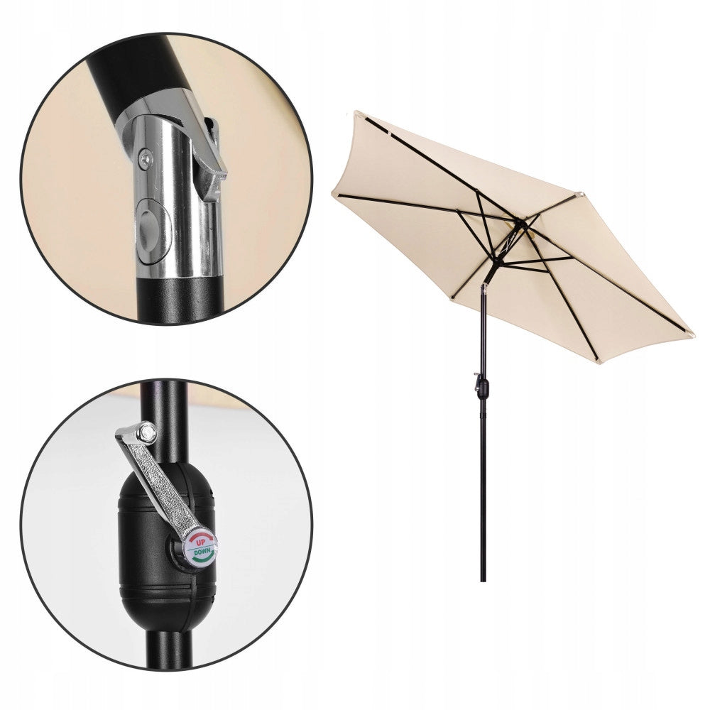 GARDEN UMBRELLA 270 CM BEIGE WITH CRANK POLYESTER Product height 240 cm