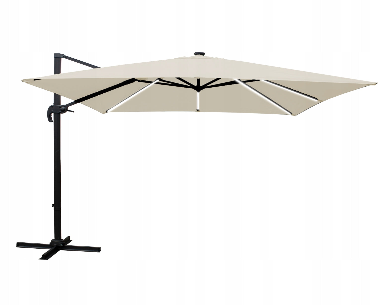 GARDEN UMBRELLA 3x4m BEIGE ROMA LED FOLDABLE LARGE LED + COVER Diameter/width 500 cm