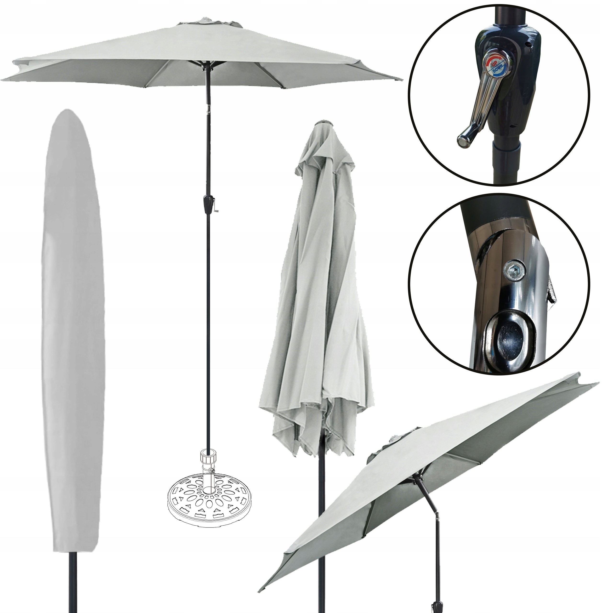 GARDEN UMBRELLA ADJUSTABLE INCLINED WITH CRANK COVER 300 ORLANDO J.GRAY Packaging status original