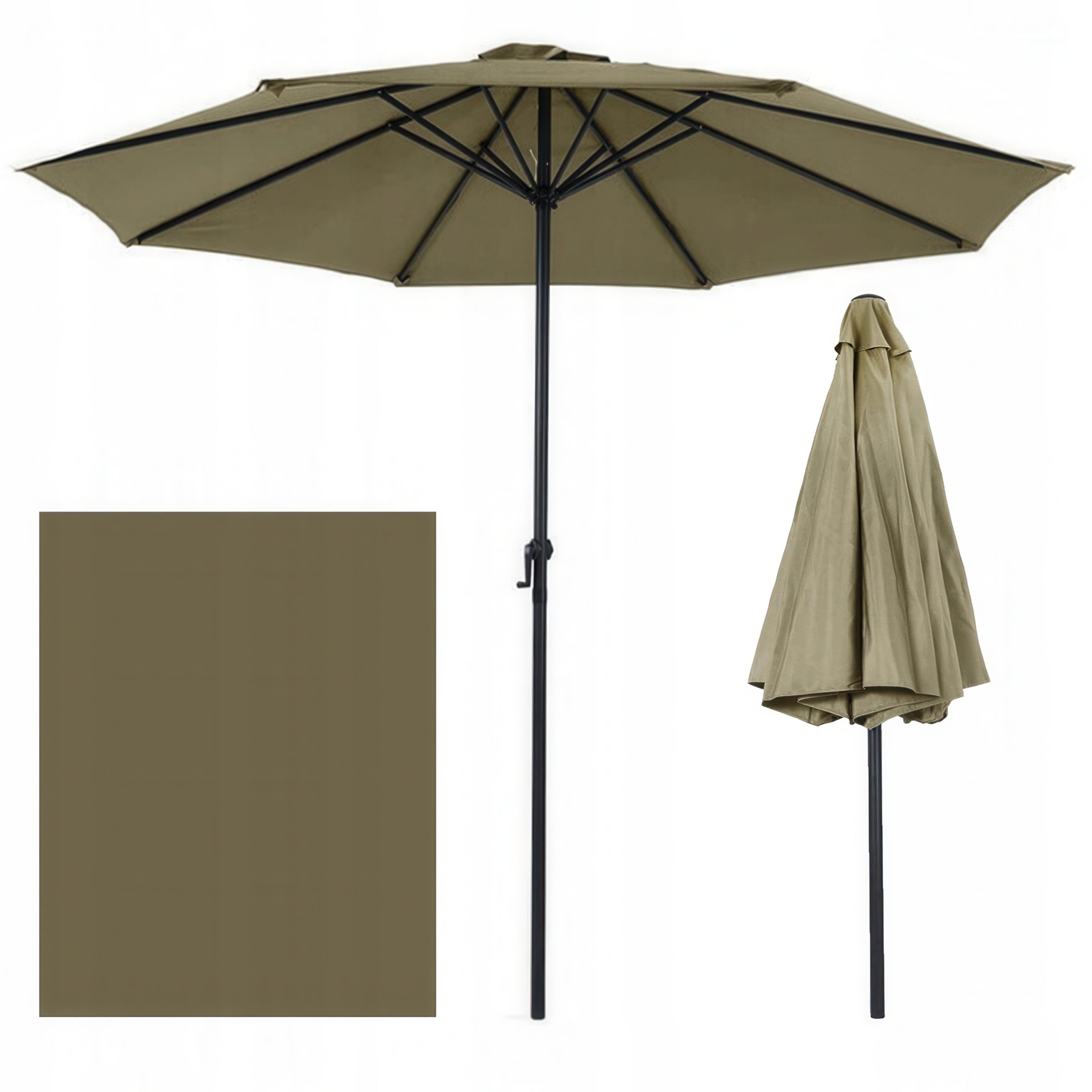 GARDEN UMBRELLA Balcony for Terrace Folding MOOREA Large 300 cm SOLID