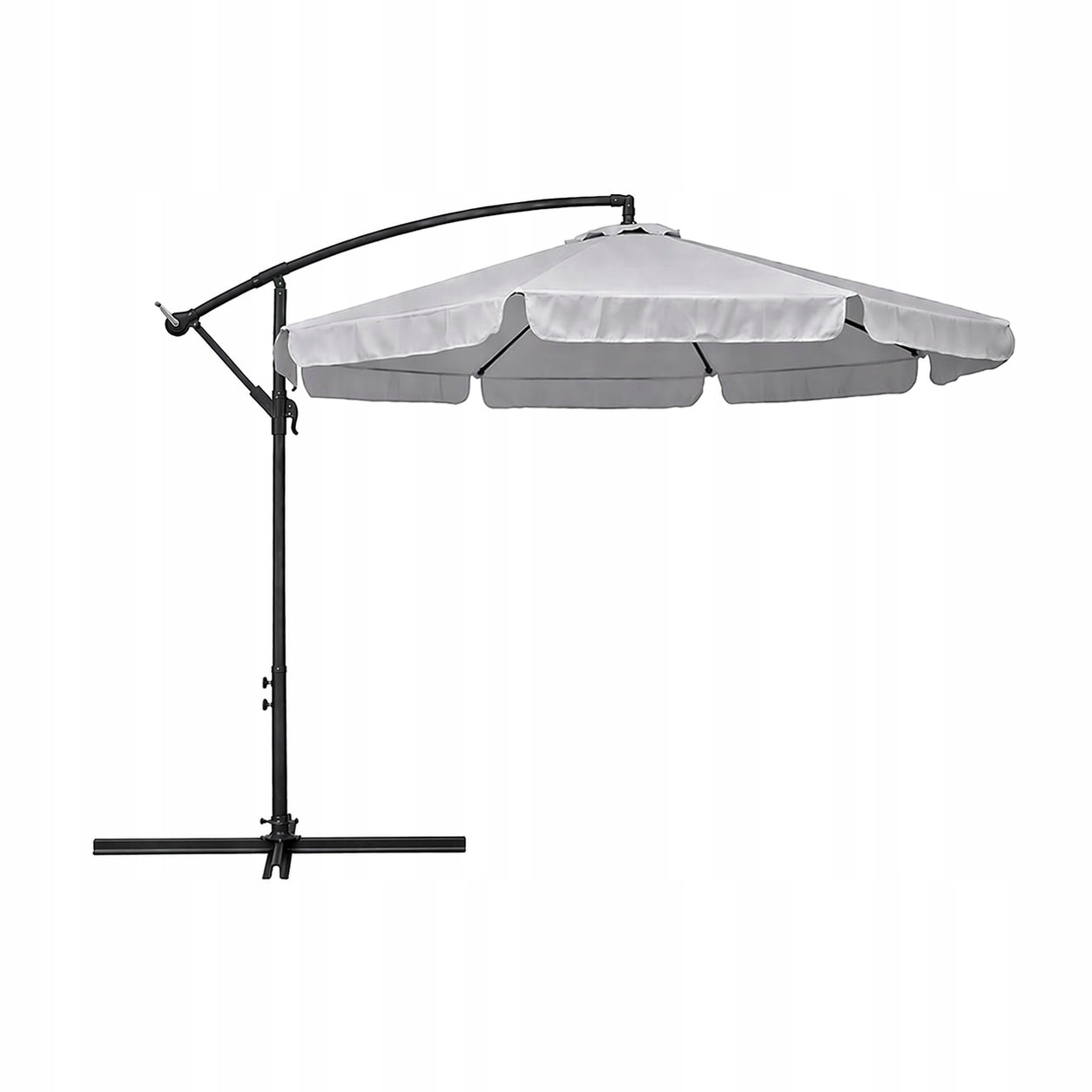 GARDEN UMBRELLA FOLDING 300CM LARGE WITH VALANCE BOOM + COVER Color gray