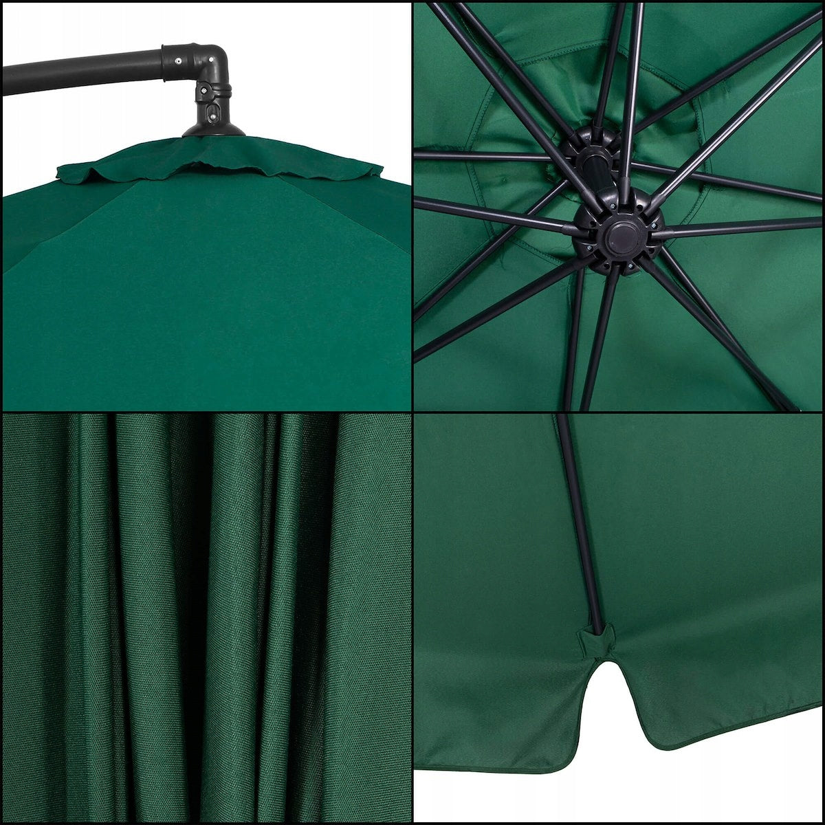 GARDEN UMBRELLA FOLDING LARGE WITH BOOM 350 cm ADJUSTABLE WATERPROOF Product height 250 cm