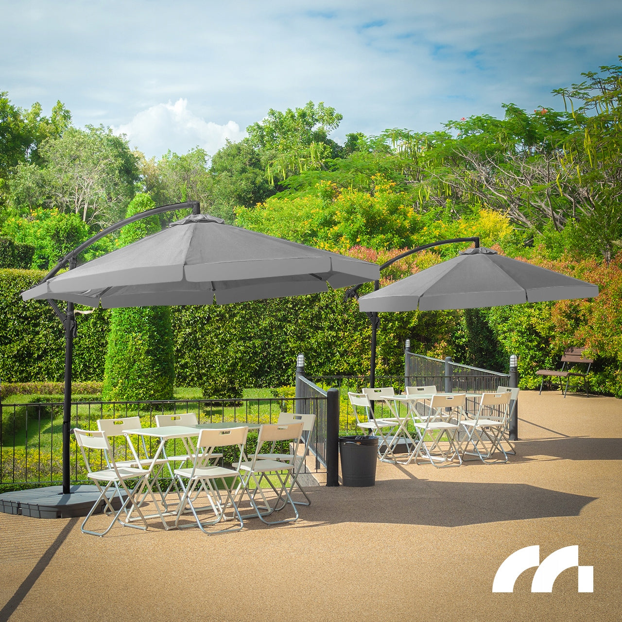 GARDEN UMBRELLA FOLDING LARGE WITH VALANCE BOOM 350 CM COVER Packaging status original
