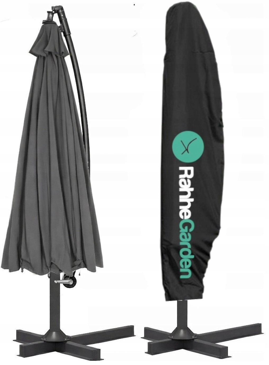 GARDEN UMBRELLA HIGH FOLDING 345cm ADJUSTABLE FRILL FOR TERRACE COVER Manufacturer code Parasol ogrodowy szary