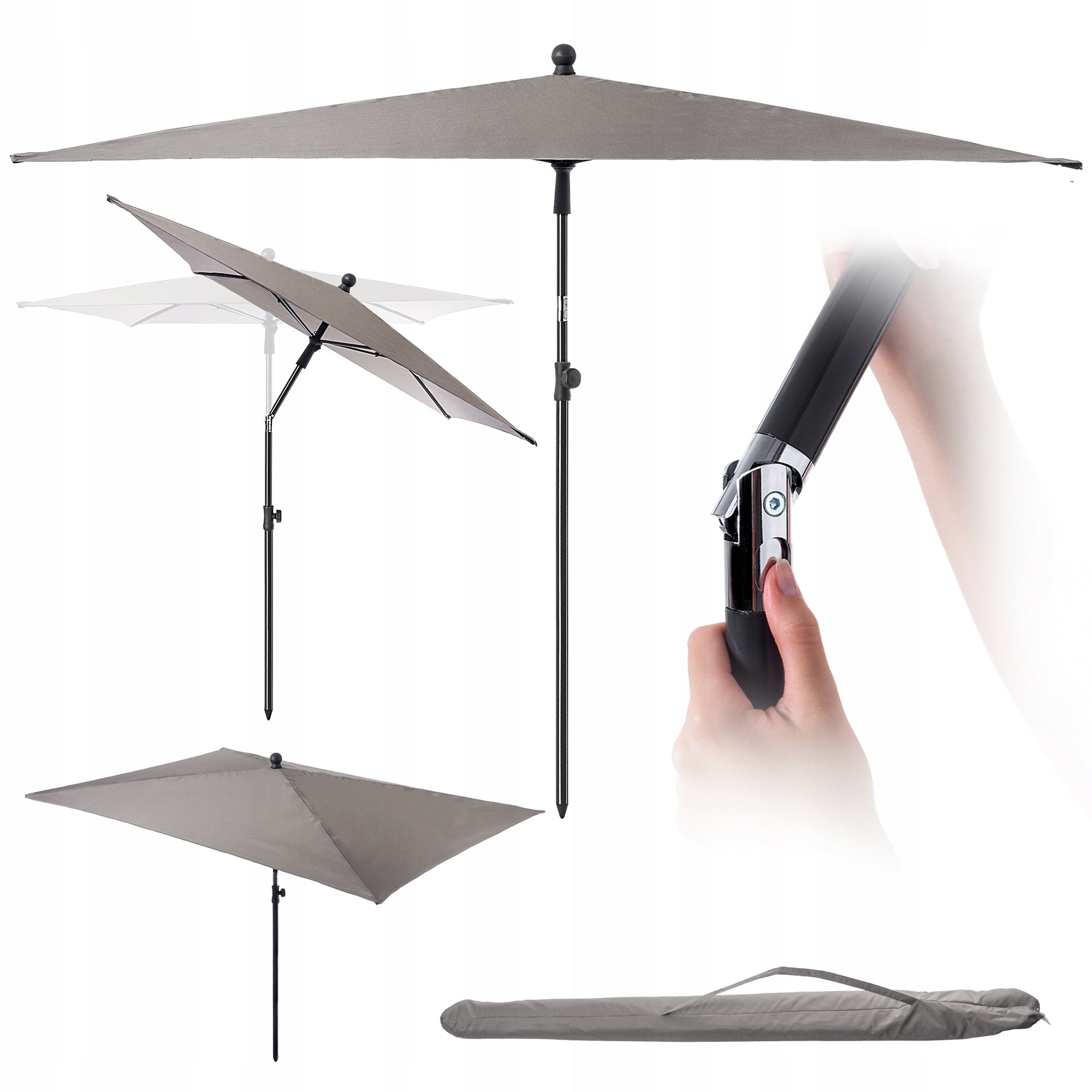 GARDEN UMBRELLA LARGE 210cm FOLDING BALCONY BROKEN RECTANGULAR COVER