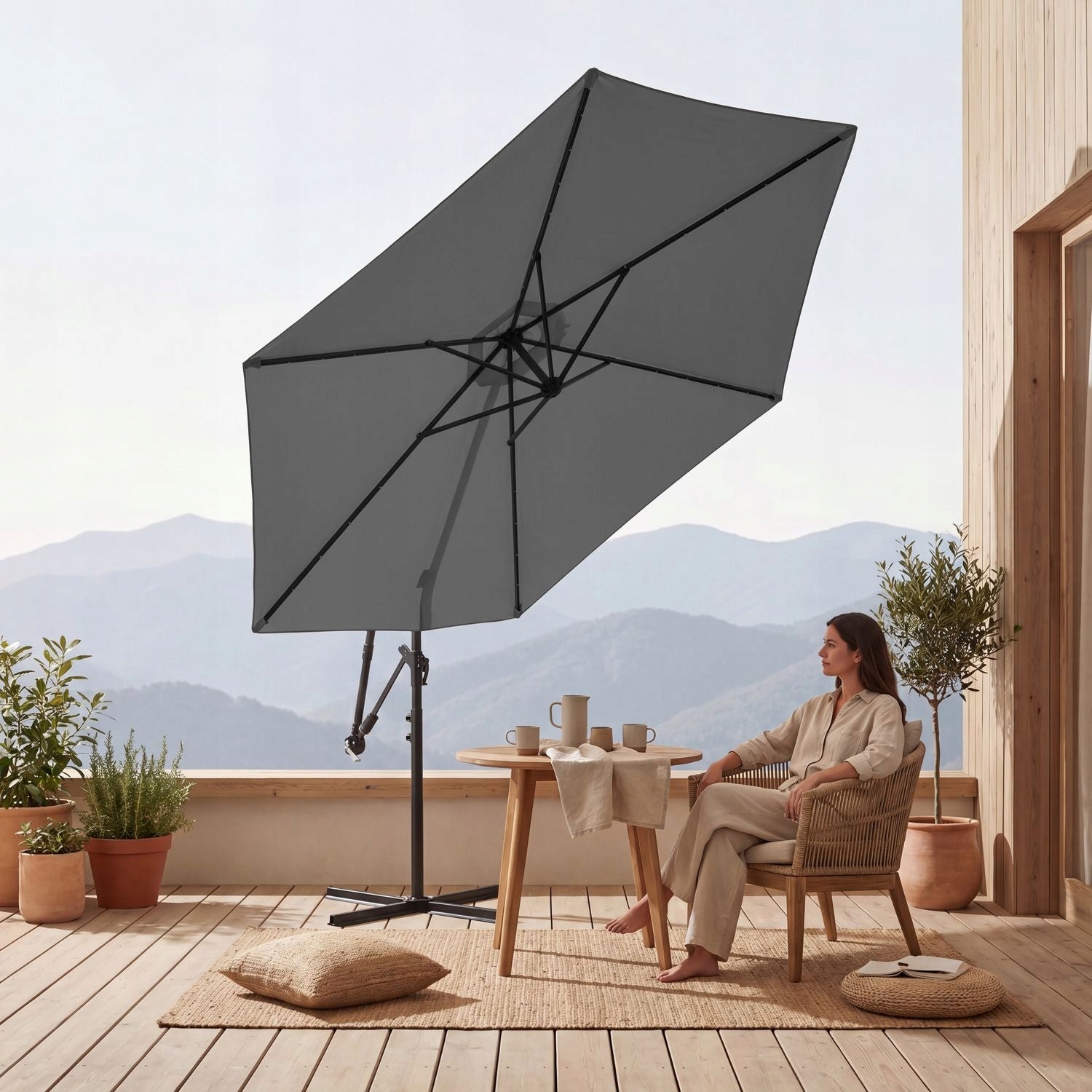 GARDEN UMBRELLA LARGE 300 FOLDABLE WITH BOOM LED BACKLIGHT LUVERNO Manufacturer Luverno