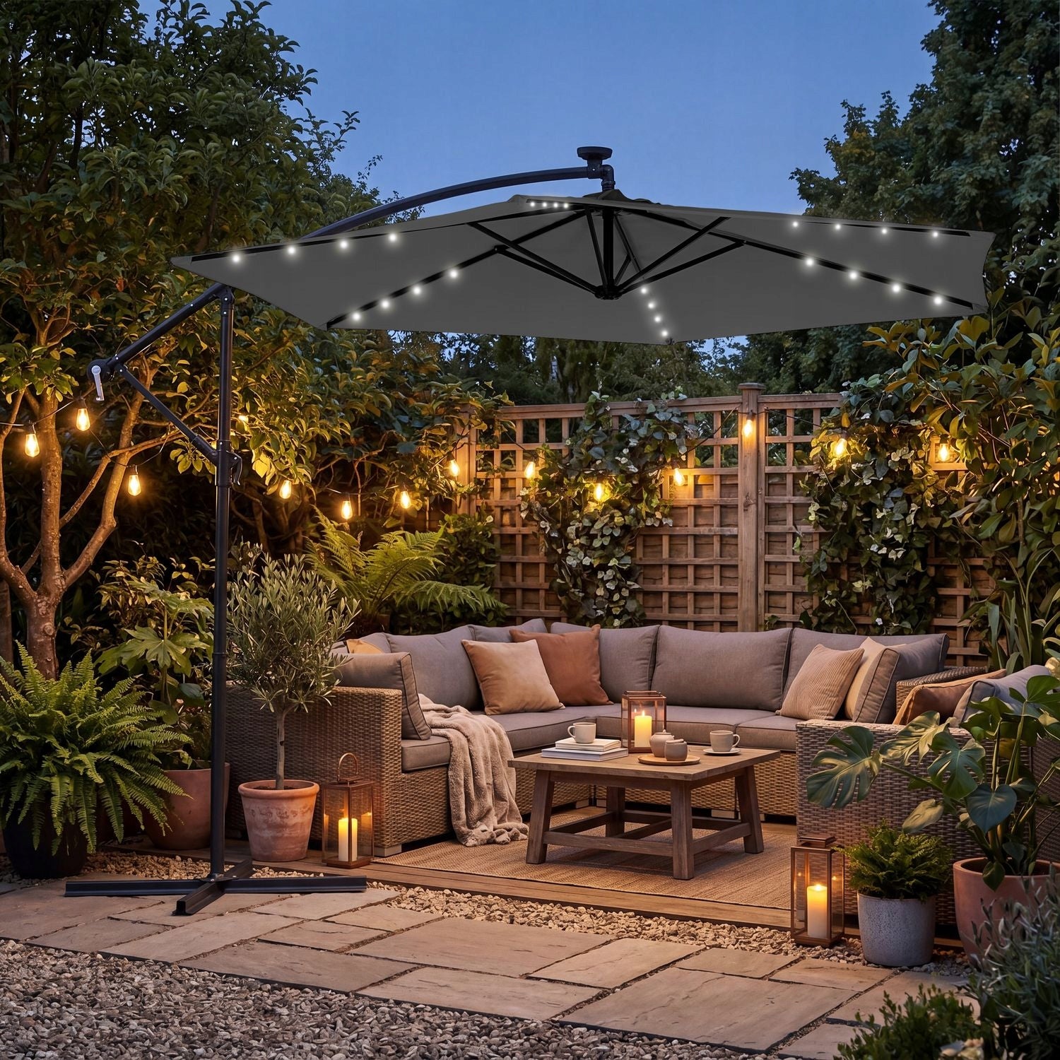 GARDEN UMBRELLA LARGE 300 FOLDABLE WITH BOOM LED BACKLIGHT LUVERNO Manufacturer code L-42895