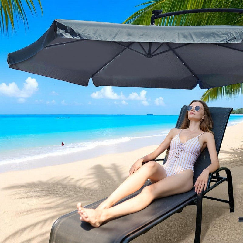 GARDEN UMBRELLA LARGE 350CM FOLDABLE WITH BOOM LED SOLAR LIGHTING Manufacturer code 5903678595234