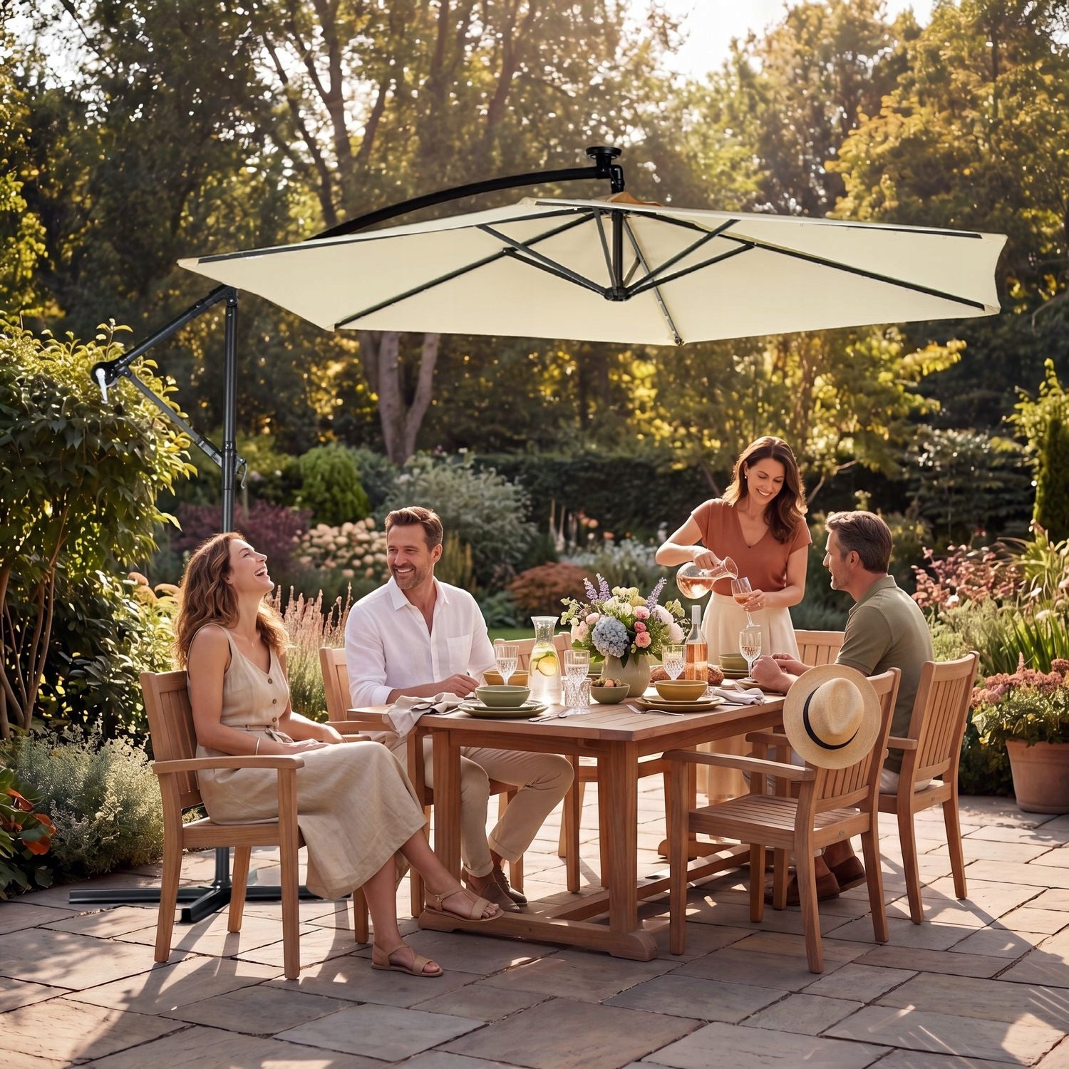 GARDEN UMBRELLA LARGE 3M FOLDING ADJUSTMENT LED BACKLIGHT LUVERNO Packaging status original