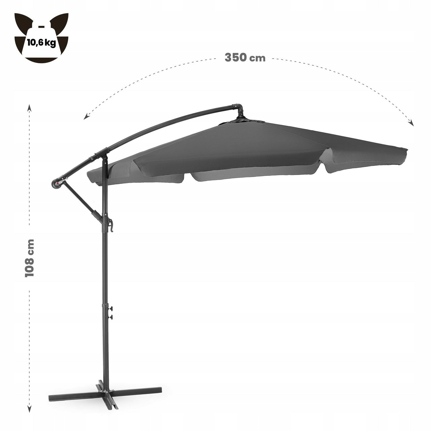 GARDEN UMBRELLA LARGE 3M FOLDING WITH BOOM LED BACKLIGHT LUVERNO Product height 250 cm