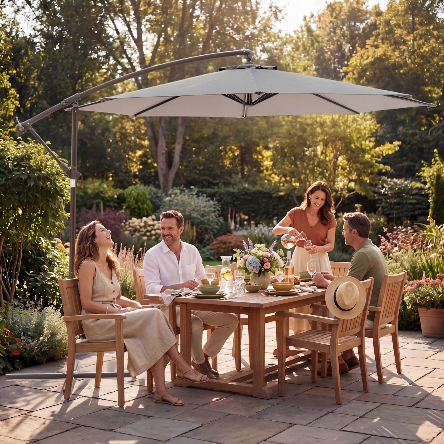 GARDEN UMBRELLA LARGE 3M FOLDING WITH BOOM MODERN UV50 LUVERNO Diameter/width 300 cm