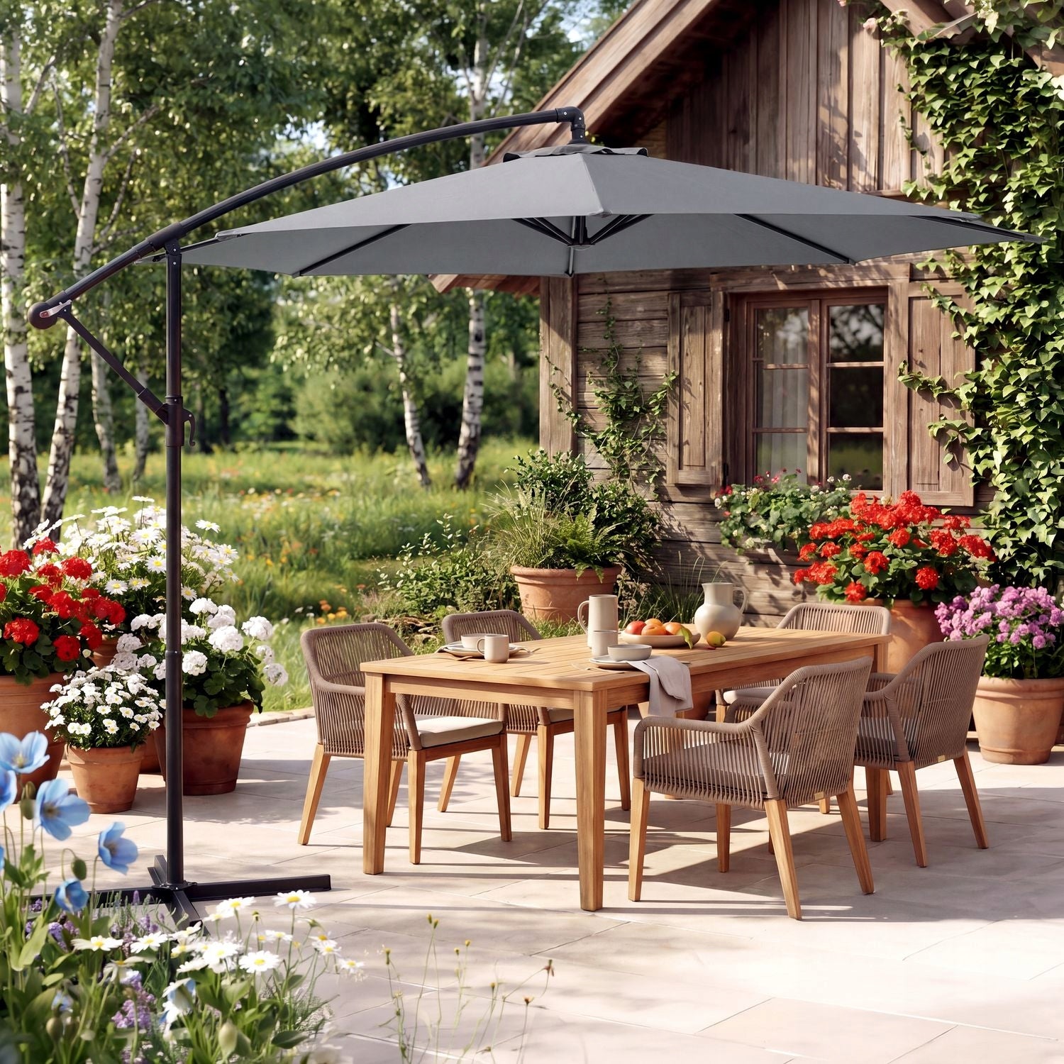 GARDEN UMBRELLA LARGE 3M FOLDING WITH BOOM MODERN UV50 LUVERNO Manufacturer Luverno
