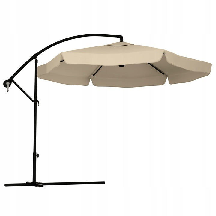 GARDEN UMBRELLA LARGE FOLDING 350cm WITH BOOM BEIGE + COVER Product height 250 cm