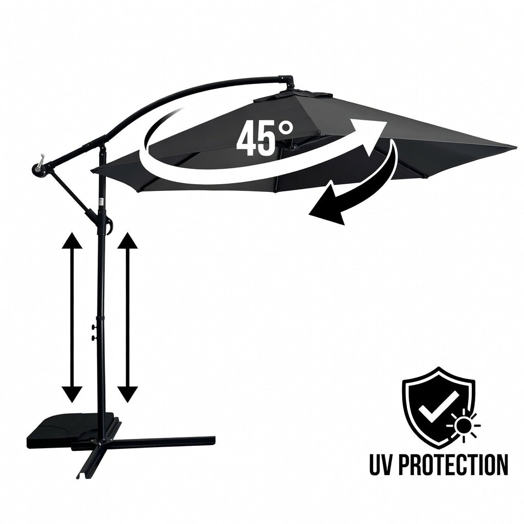 GARDEN UMBRELLA LARGE FOLDING SOLID STRONG WITH BOOM GREY Manufacturer code PARASOL OGRODOWY WPO01 02